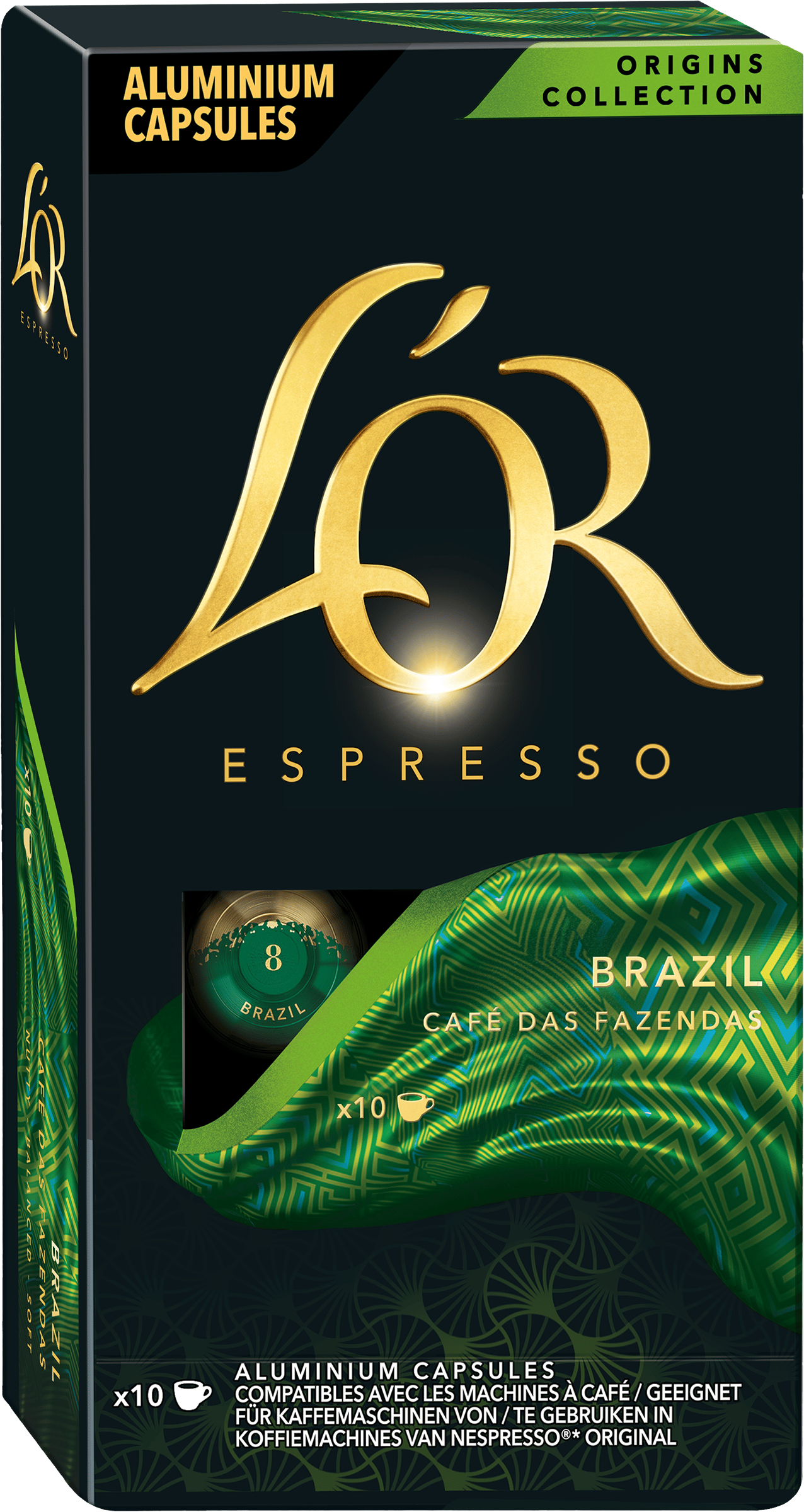 Изображение товара Кофе молотый в капсулах L'OR Espresso Brazil Cap, 10кап Изображение товара Кофе молотый в капсулах L'OR Espresso Brazil Cap, 10кап