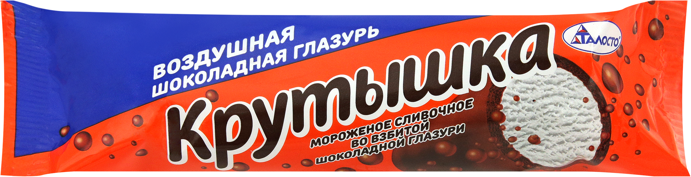 Изображение товара Мороженое ТАЛОСТО Крутышка во взбитой шоколадной глазури 8%, трубочка,  90г