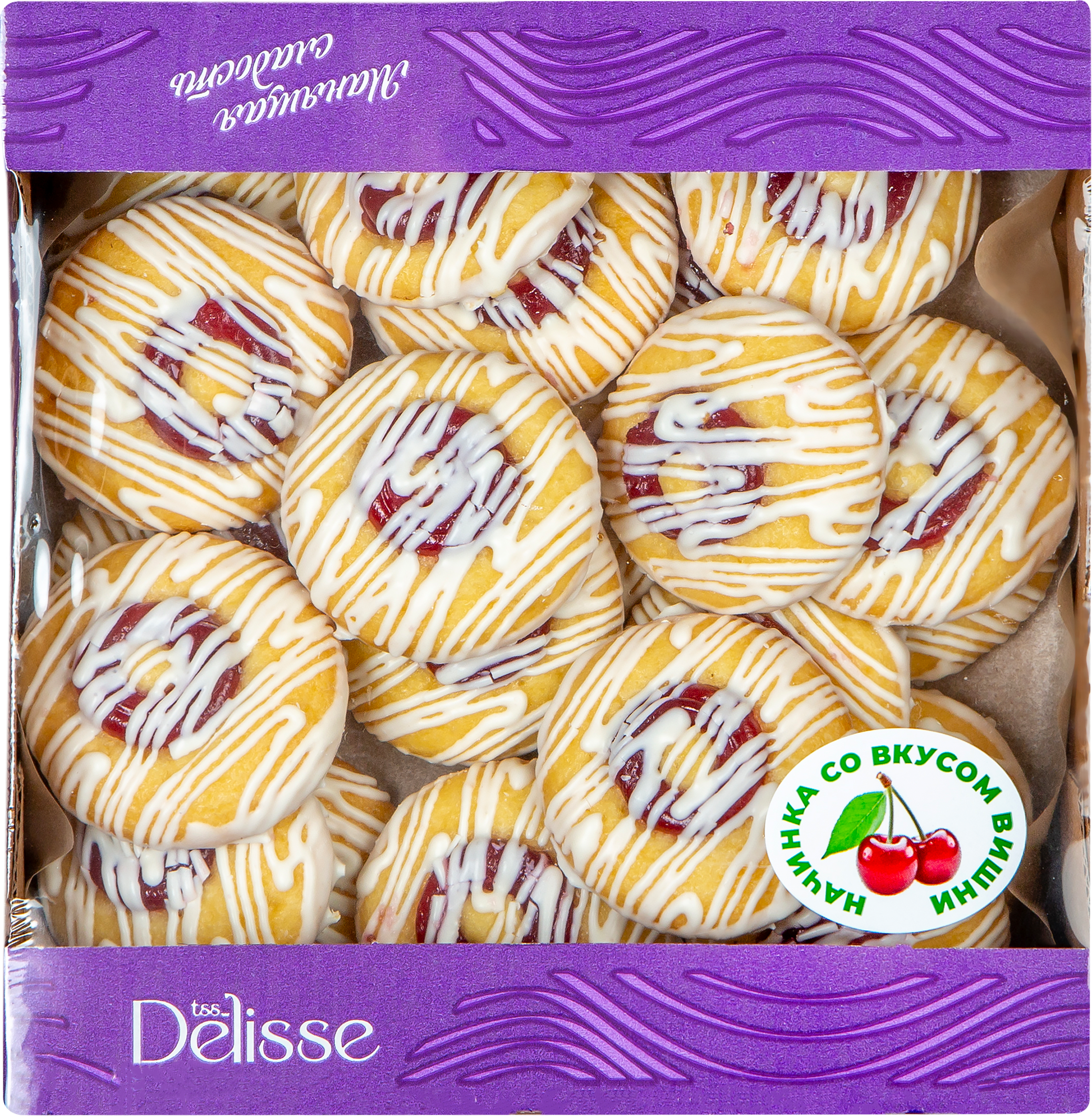 Изображение товара Печенье бисквитное DELISSE со вкусом вишни, в белой глазури, 450г Изображение товара Печенье бисквитное DELISSE со вкусом вишни, в белой глазури, 450г
