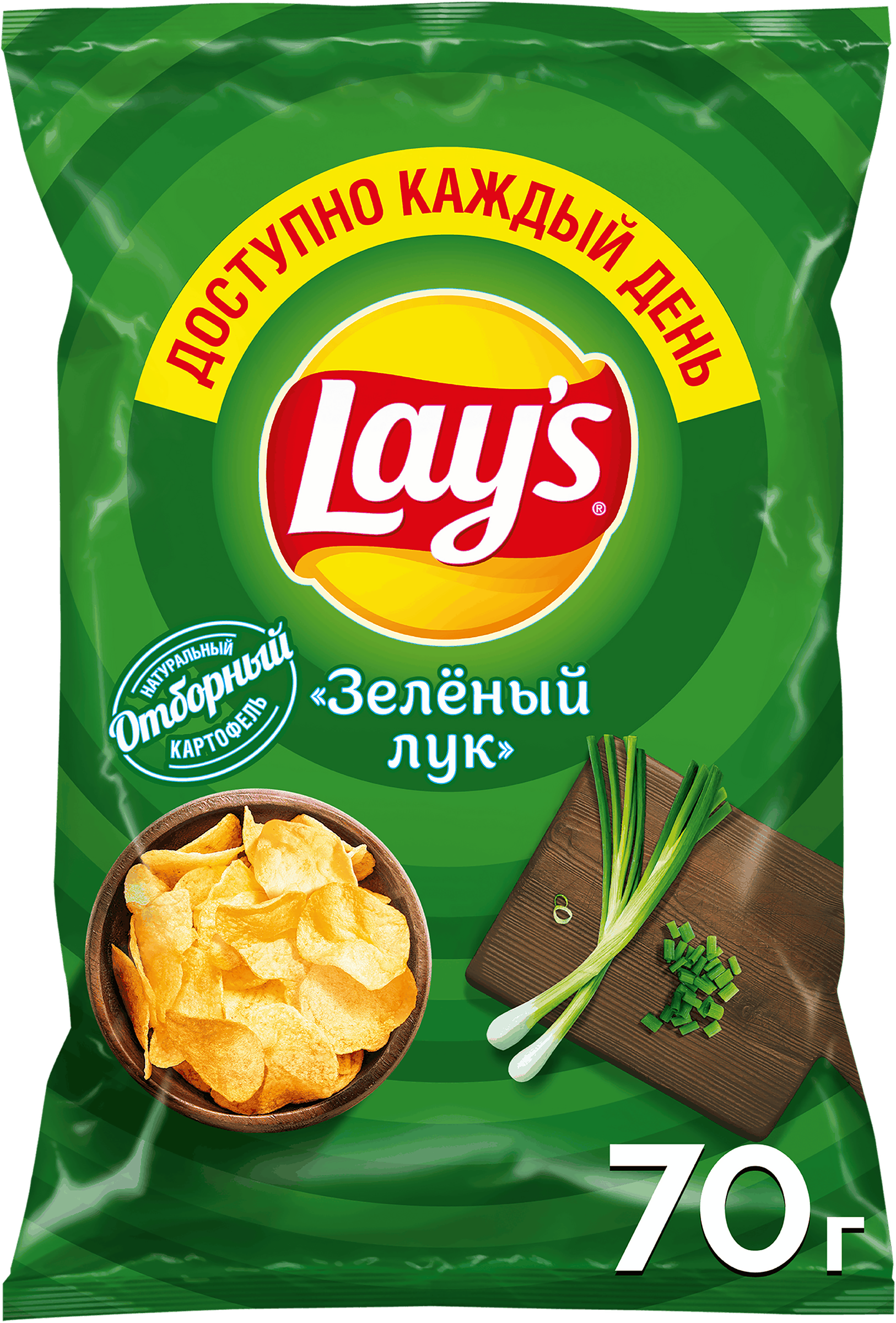 Изображение товара Чипсы картофельные LAY'S со вкусом молодого зеленого лука, 70г Изображение товара Чипсы картофельные LAY'S со вкусом молодого зеленого лука, 70г