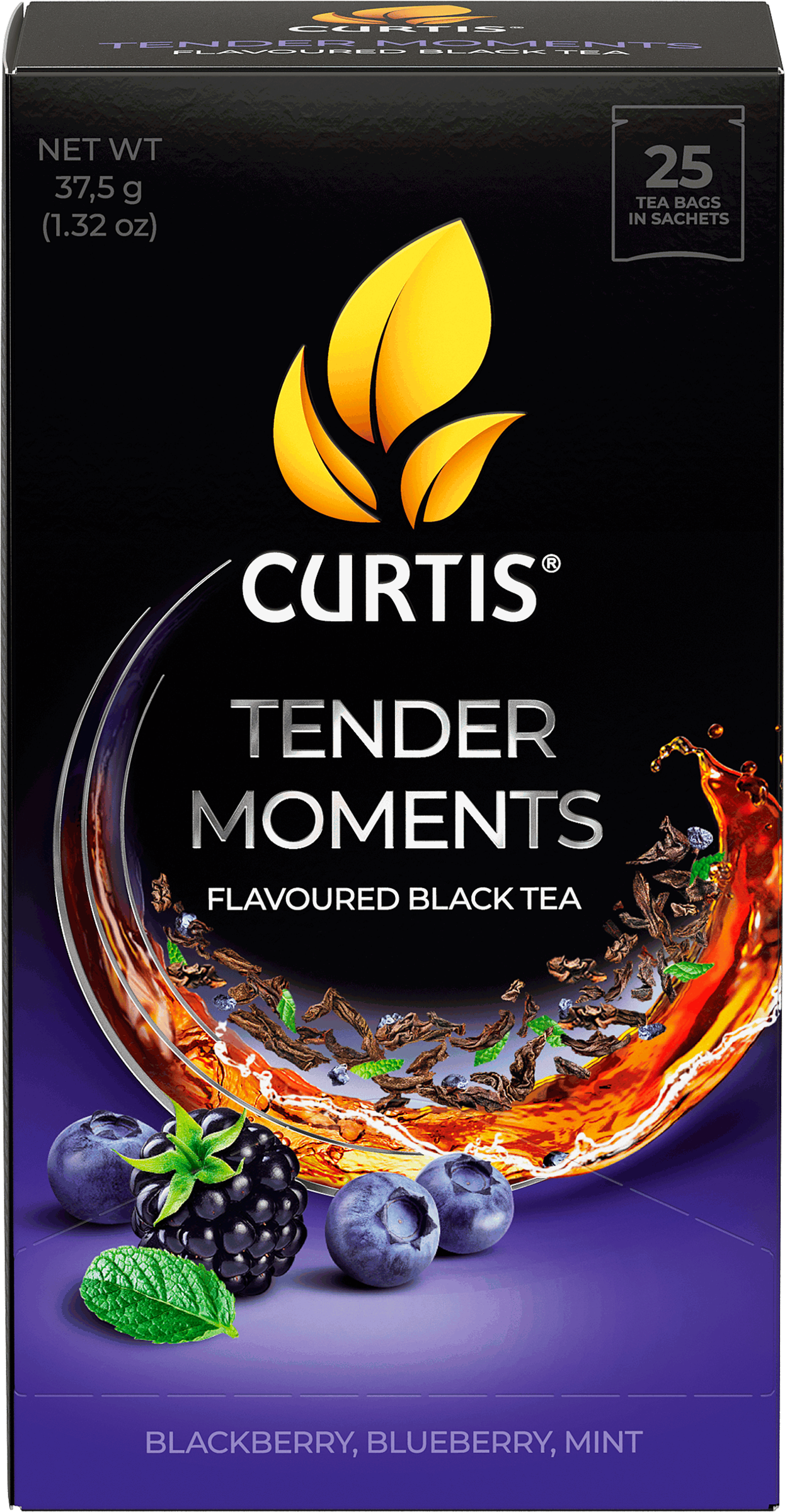 Изображение товара Чёрный чай CURTIS Tender Moments с ягодами и ароматом, 25 пакетиков Изображение товара Чёрный чай CURTIS Tender Moments с ягодами и ароматом, 25 пакетиков