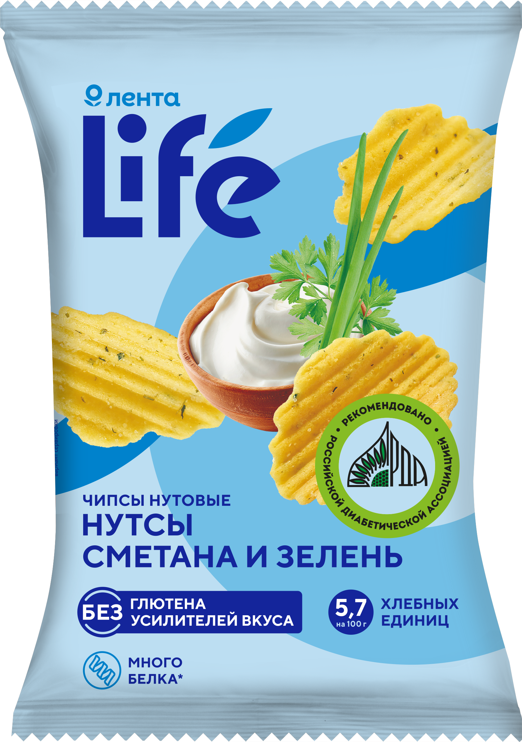 Изображение товара Нутовые чипсы ЛЕНТА LIFE с зеленью и сметаной 50г Изображение товара Нутовые чипсы ЛЕНТА LIFE с зеленью и сметаной 50г