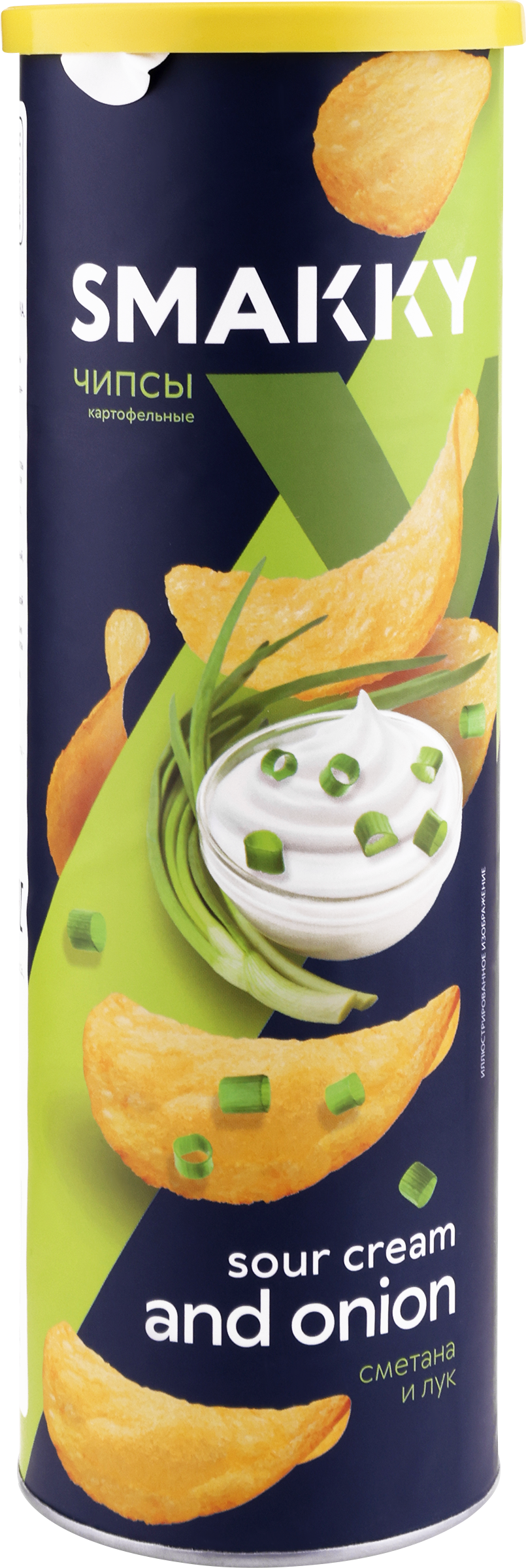 Изображение товара Чипсы картофельные SMAKKY со вкусом сметаны и лука, 110г