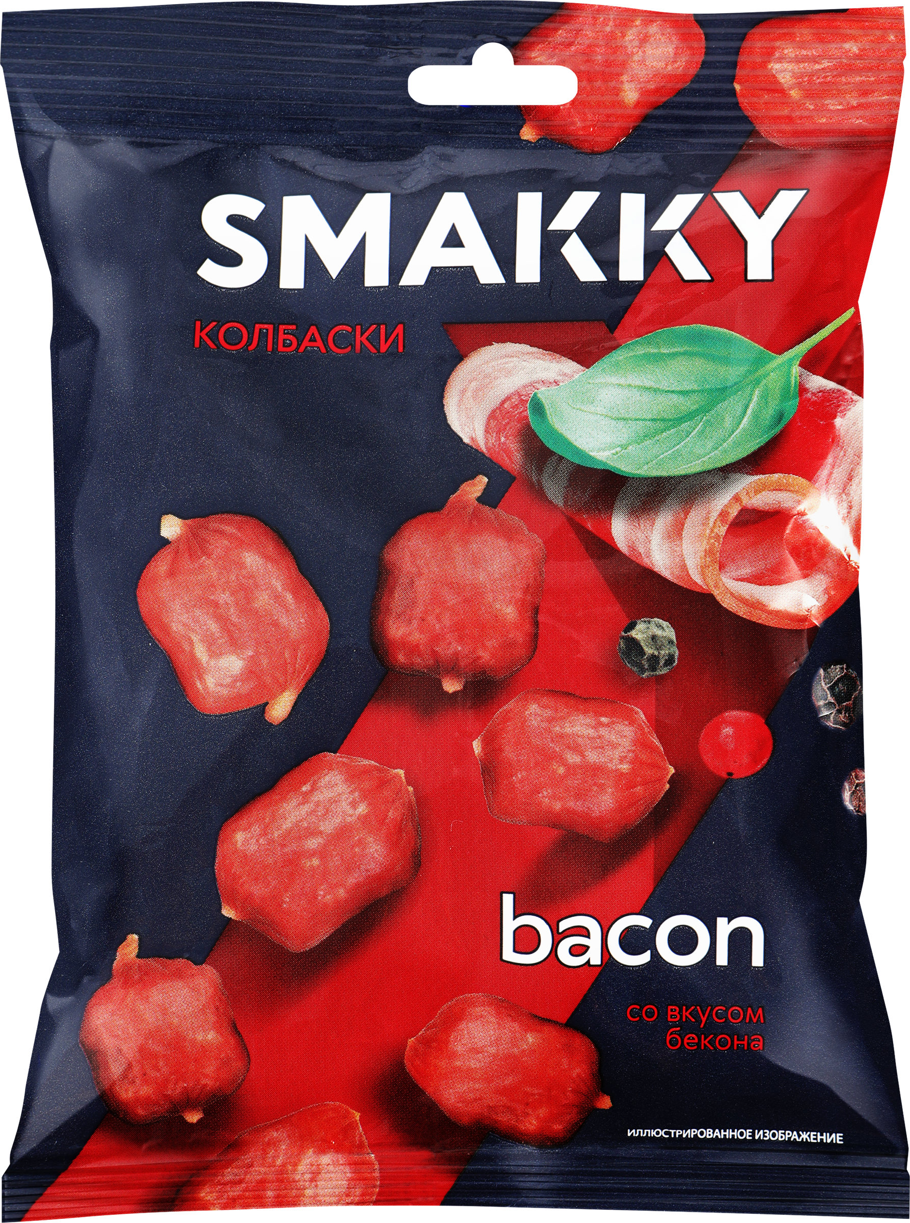 Изображение товара Мини сырокопченые колбаски со вкусом бекона SMAKKY 50г Изображение товара Мини сырокопченые колбаски со вкусом бекона SMAKKY 50г