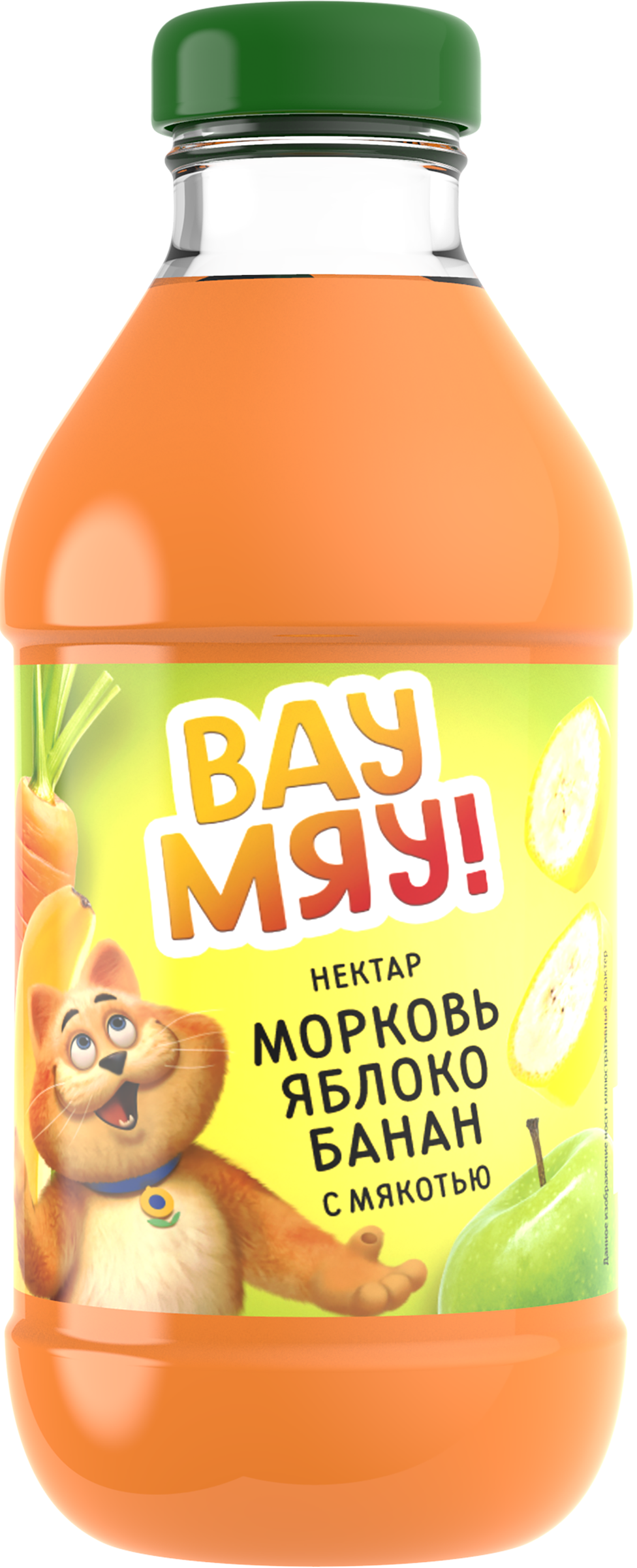 Изображение товара Натуральный детский нектар ВАУ МЯУ! Морковь, яблоко, банан 0.33л