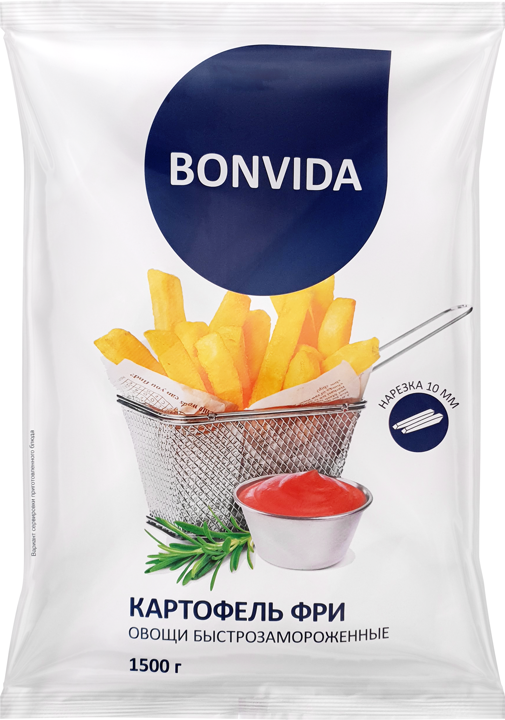 Изображение товара Картофель фри BONVIDA 1, 5 кг - замороженный полуфабрикат для жарки и запекания