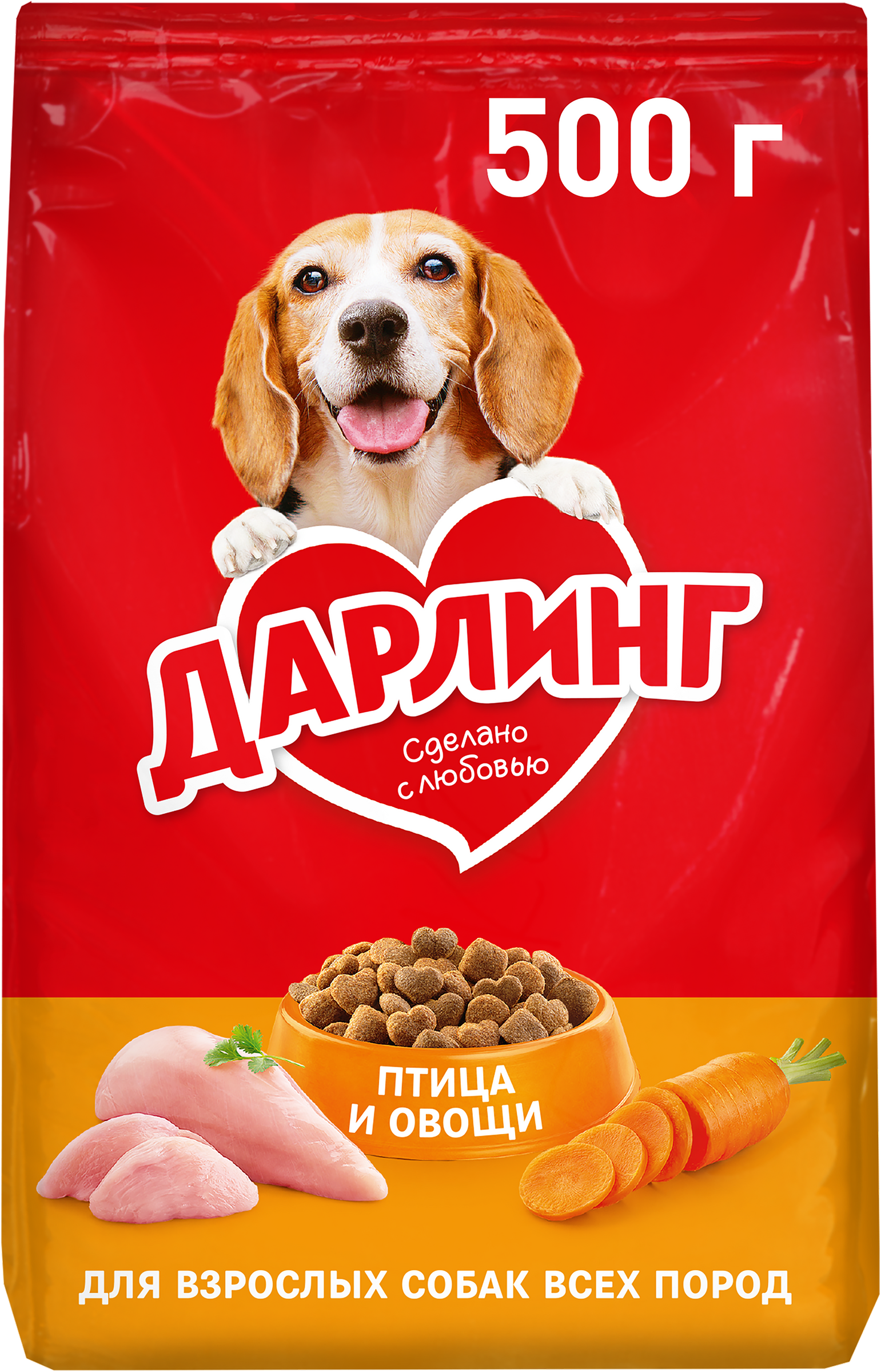 Изображение товара Корм сухой для взрослых собак ДАРЛИНГ с птицей, 500г