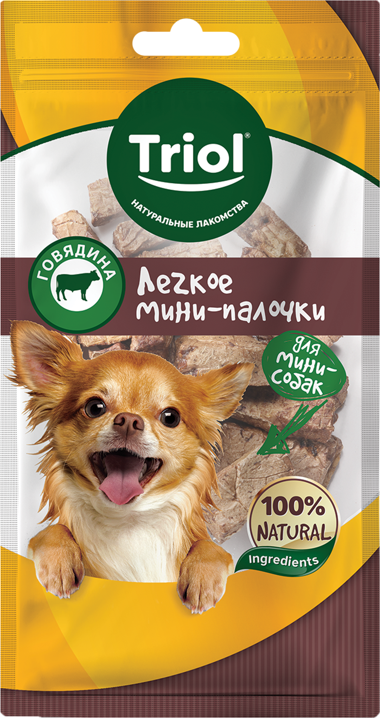 Изображение товара Натуральное лакомство для собак TRIOL мини-палочки легкое говяжье, 30г Изображение товара Натуральное лакомство для собак TRIOL мини-палочки легкое говяжье, 30г