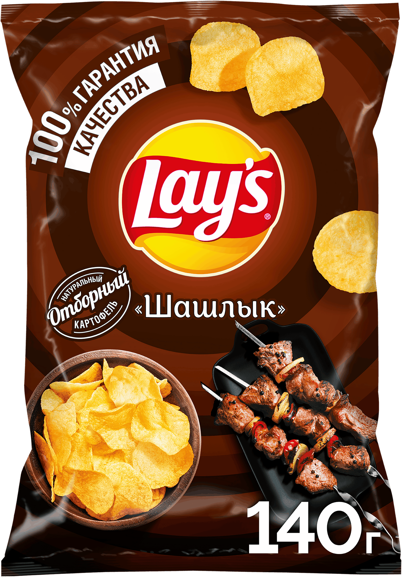 Изображение товара Чипсы LAY'S со вкусом шашлыка, 140г - хрустящий и насыщенный вкус Изображение товара Чипсы LAY'S со вкусом шашлыка, 140г - хрустящий и насыщенный вкус