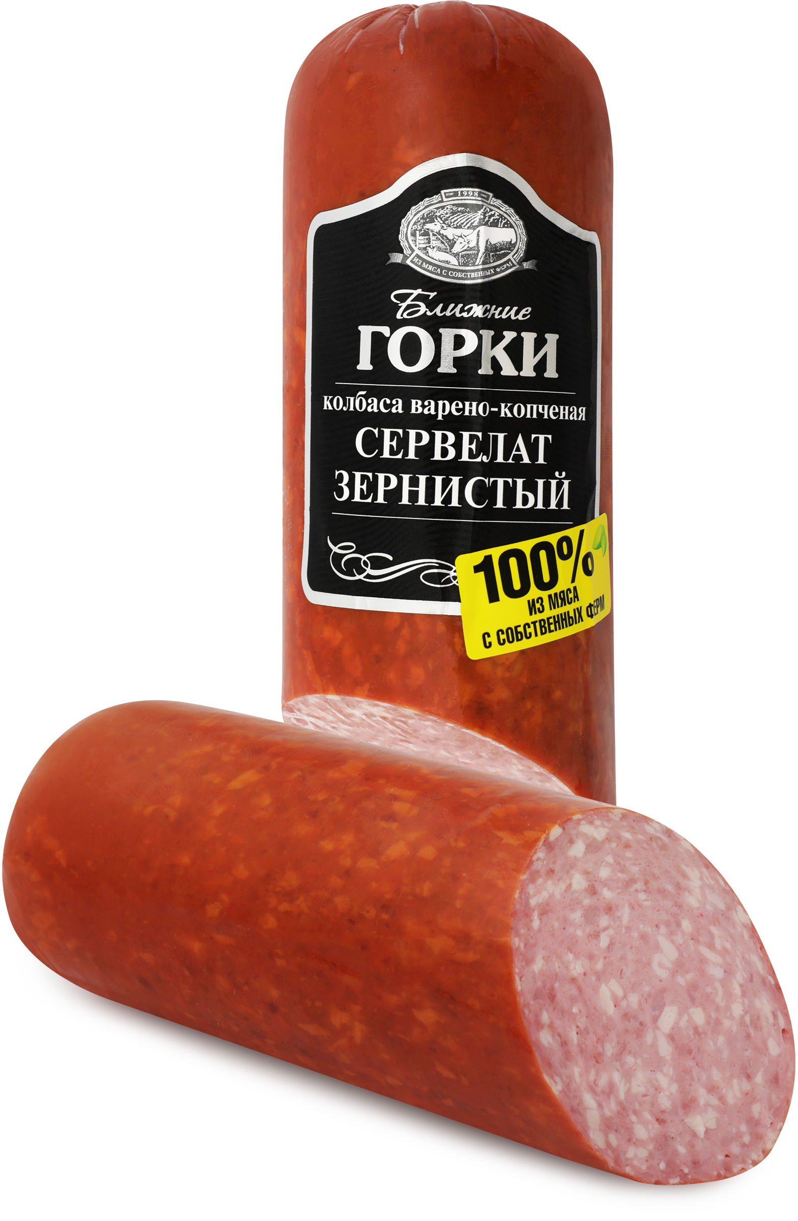 Изображение товара Колбаса варено-копченая БЛИЖНИЕ ГОРКИ Сервелат Зернистый, 330г
