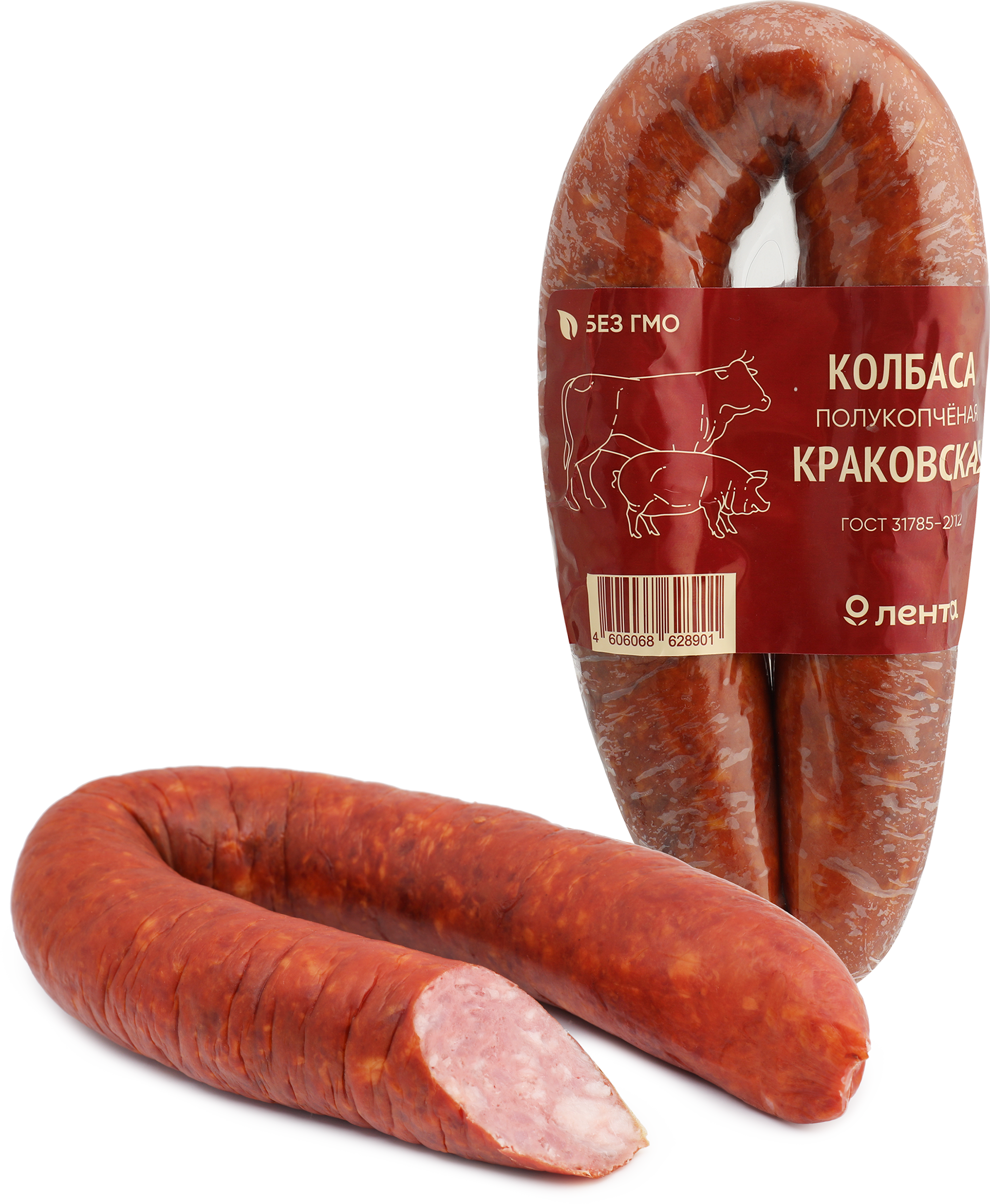 Изображение товара Колбаса полукопченая ЛЕНТА Краковская, 360г