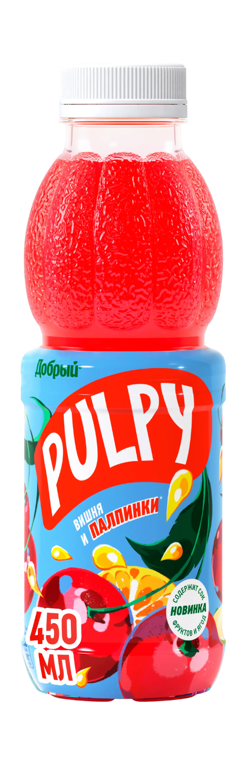 Изображение товара Напиток сокосодержащий ДОБРЫЙ Pulpy Яблоко, вишня и черноплодная рябина 0.45л