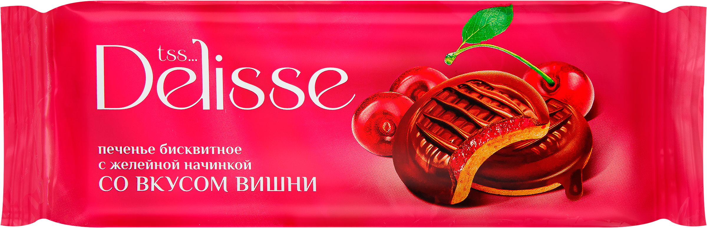 Изображение товара Печенье бисквитное DELISSE с желейной начинкой со вкусом вишни, 137г
