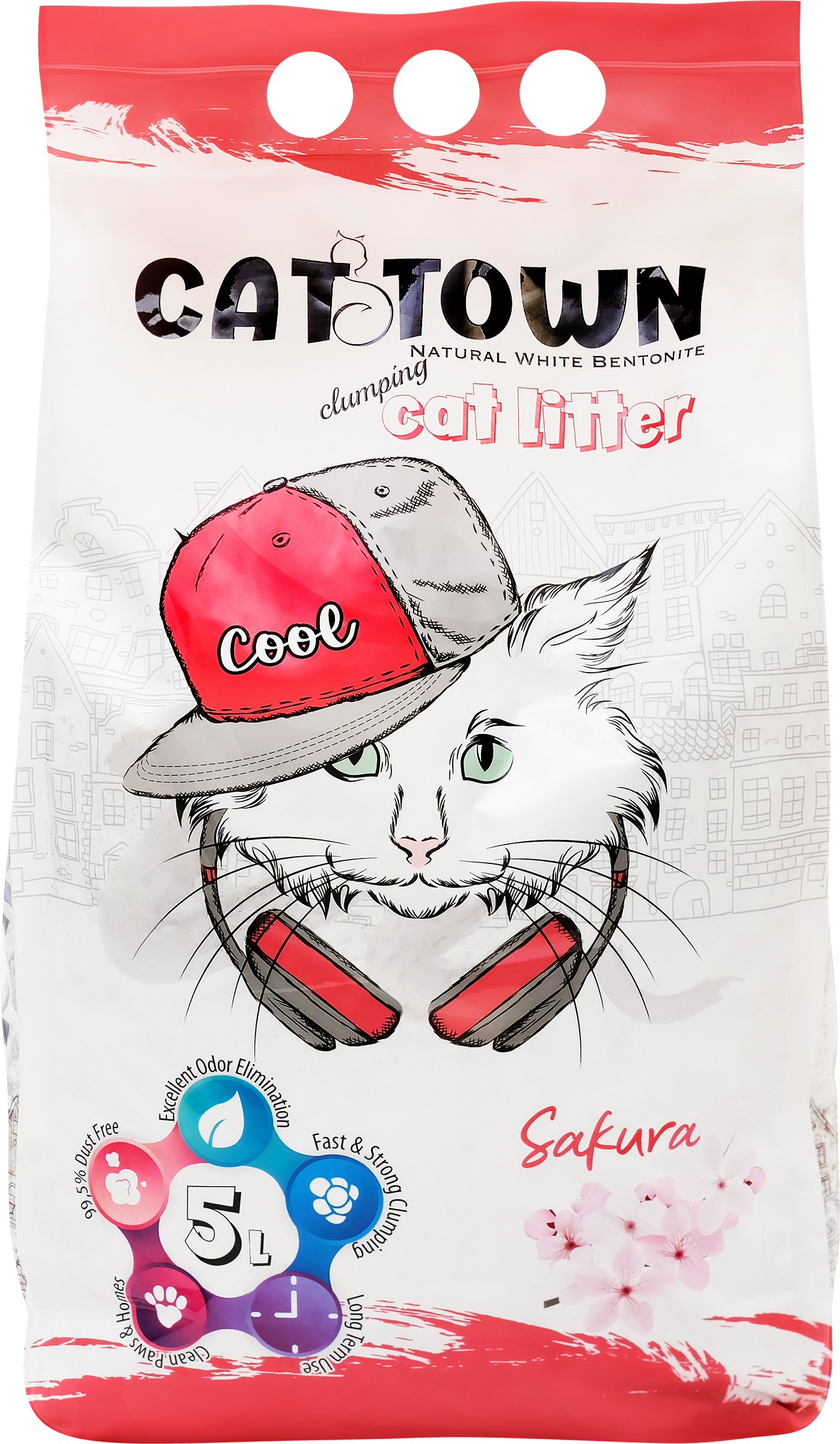 Изображение товара Комкующийся наполнитель для кошачьего туалета CAT TOWN с ароматом сакуры