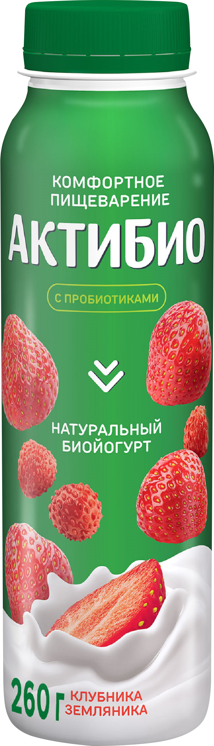 Изображение товара Биойогурт питьевой АКТИБИО Клубника земляника 1,5% 260г, натуральный кисломолочный напиток Изображение товара Биойогурт питьевой АКТИБИО Клубника земляника 1,5% 260г, натуральный кисломолочный напиток