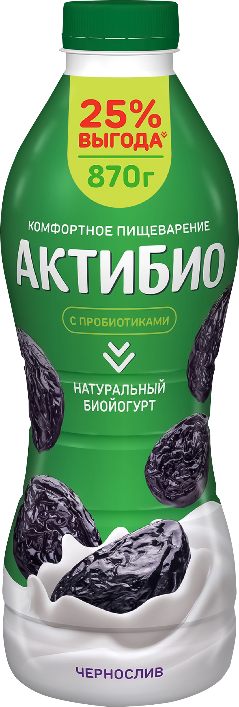 Изображение товара Биойогурт питьевой АКТИБИО Чернослив 1, 5% - полезный напиток с пробиотиками и натуральным вкусом