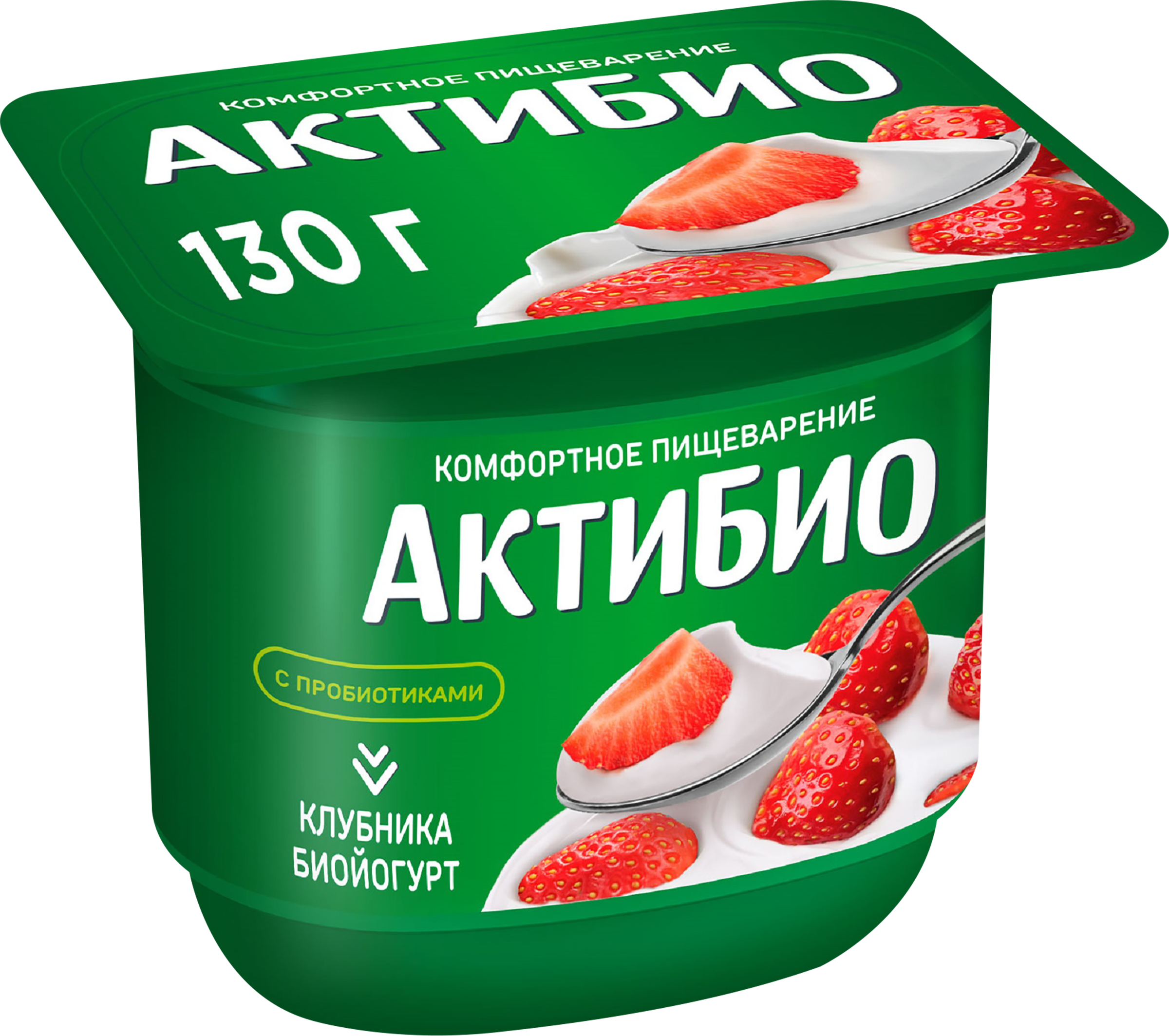 Изображение товара Биойогурт АКТИБИО Клубника 2,9%, натуральный с пробиотиками, 130г Изображение товара Биойогурт АКТИБИО Клубника 2,9%, натуральный с пробиотиками, 130г