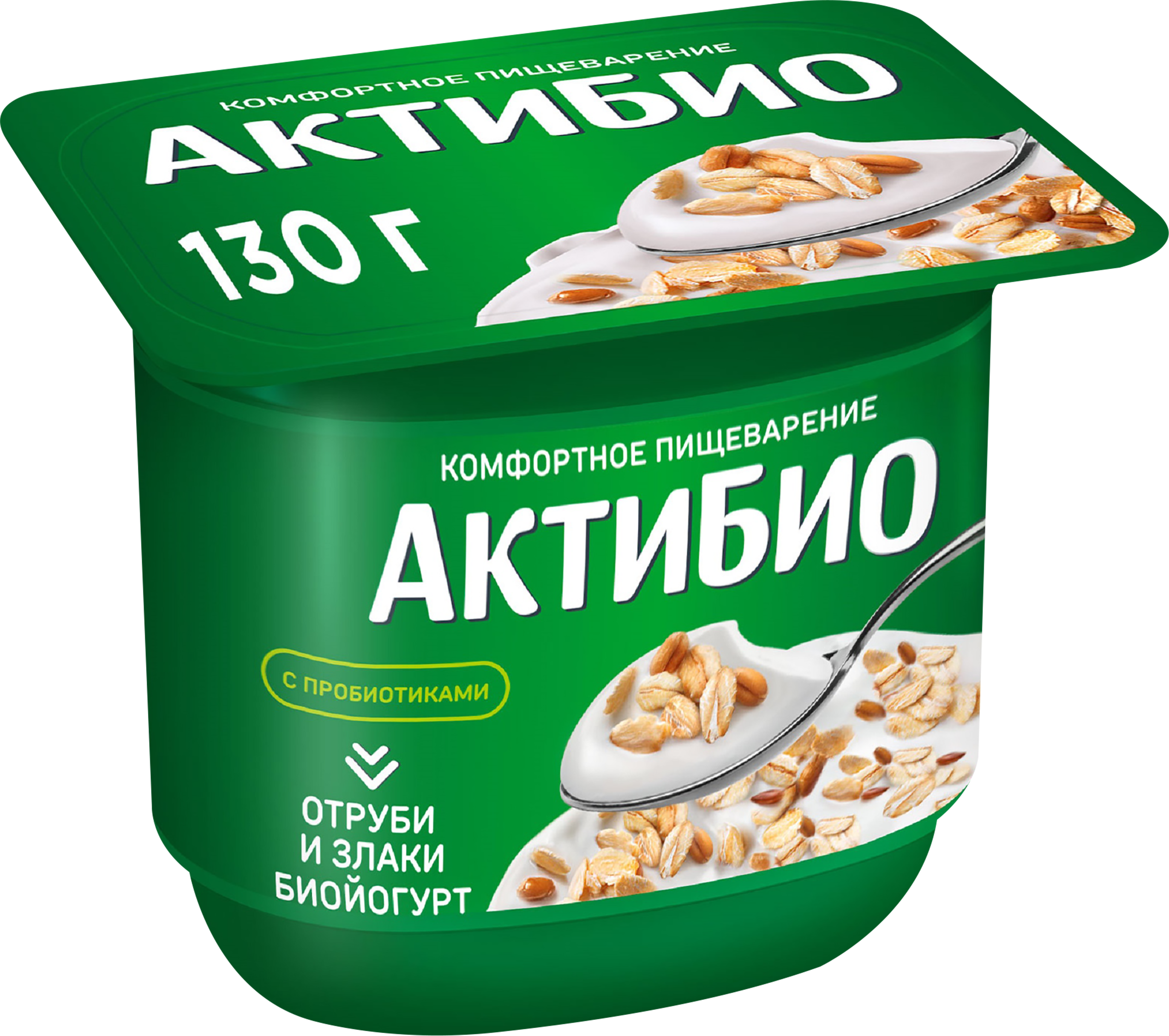 Изображение товара Биойогурт АКТИБИО Отруби злаки 2% без змж 130г натуральный кисломолочный напиток