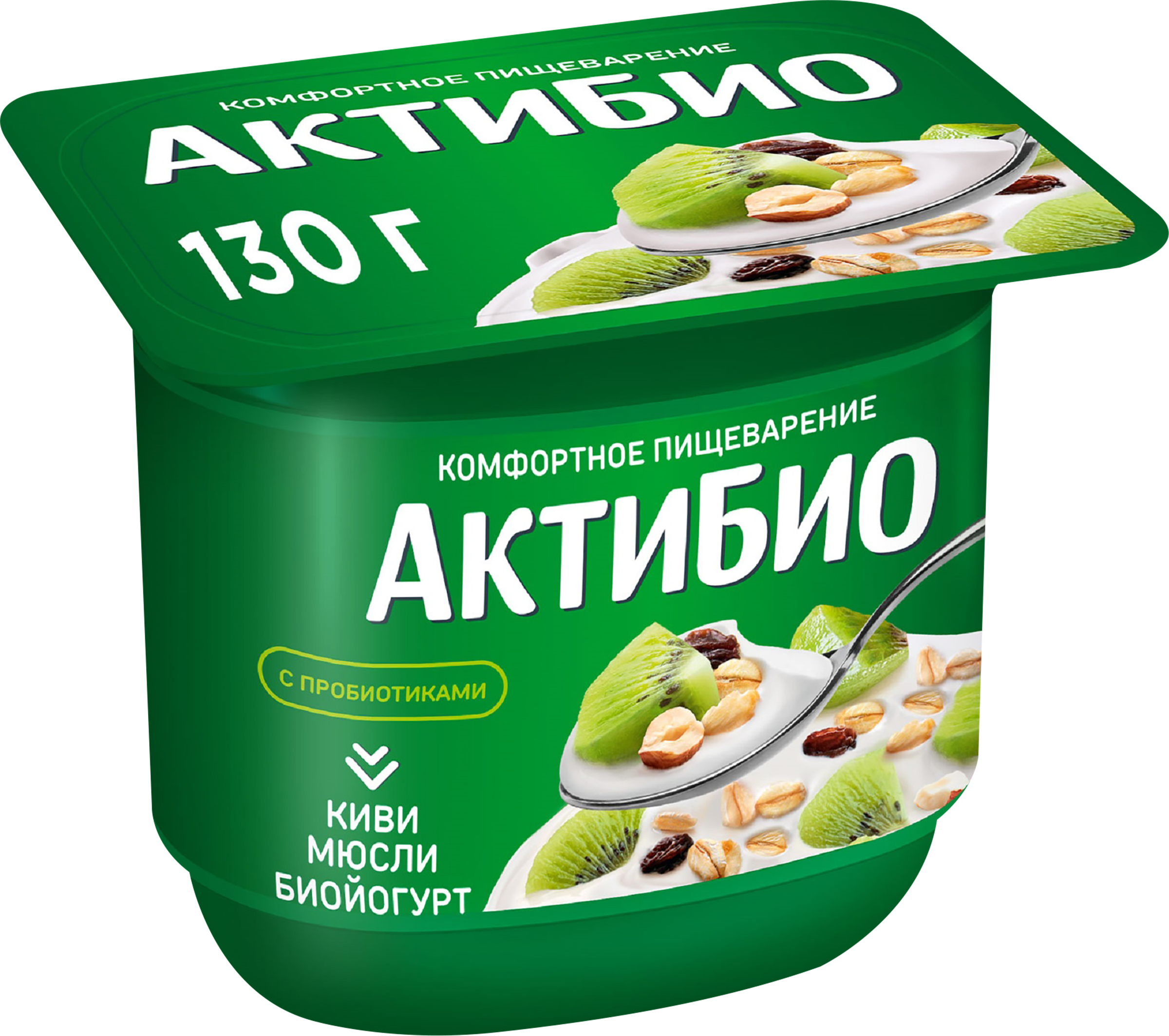 Изображение товара Биойогурт АКТИБИО Киви и мюсли 3% - пробиотический десерт с натуральными фруктами Изображение товара Биойогурт АКТИБИО Киви и мюсли 3% - пробиотический десерт с натуральными фруктами