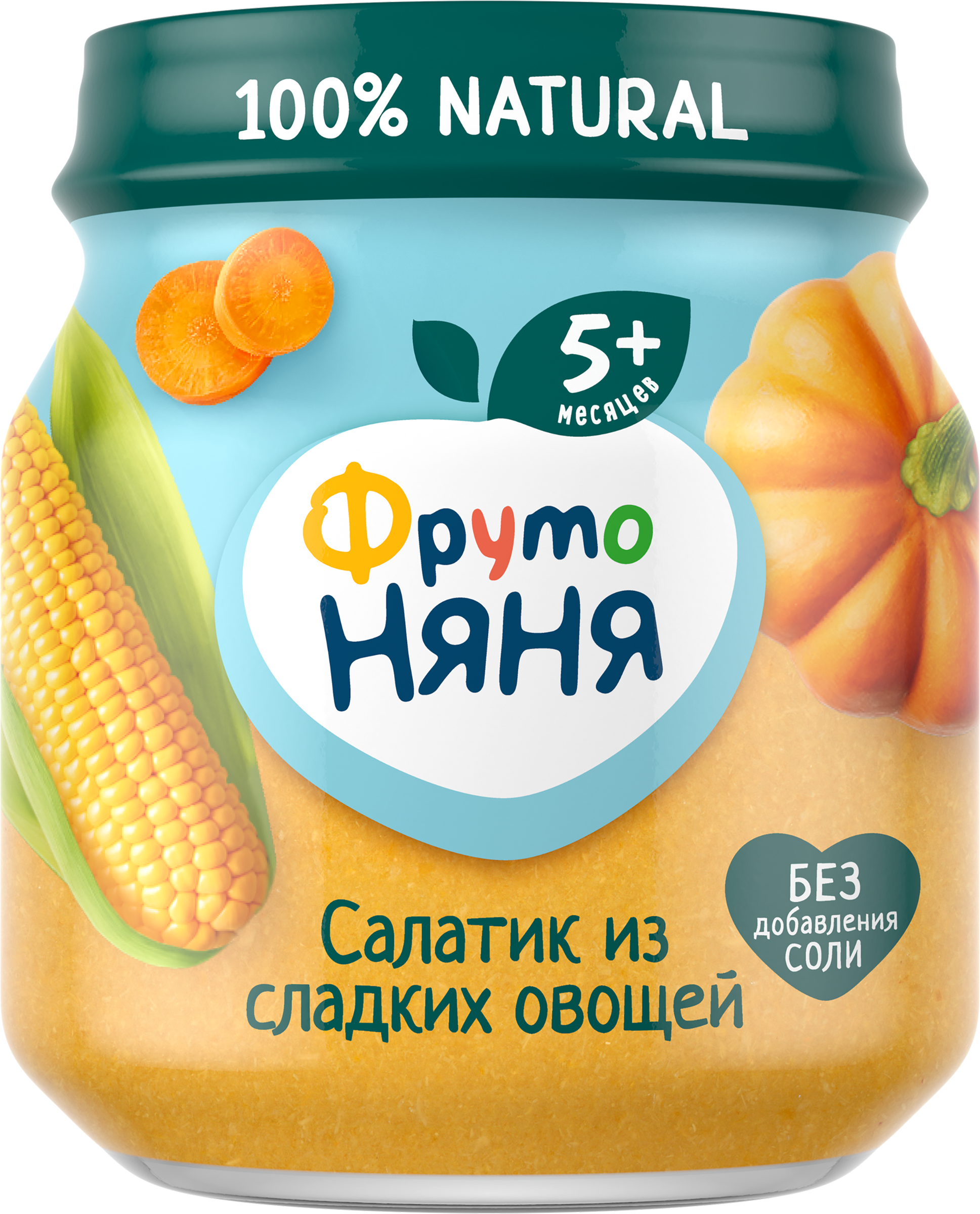 Изображение товара Пюре овощное ФРУТОНЯНЯ Салатик из сладких овощей 110г для детей с 5 месяцев