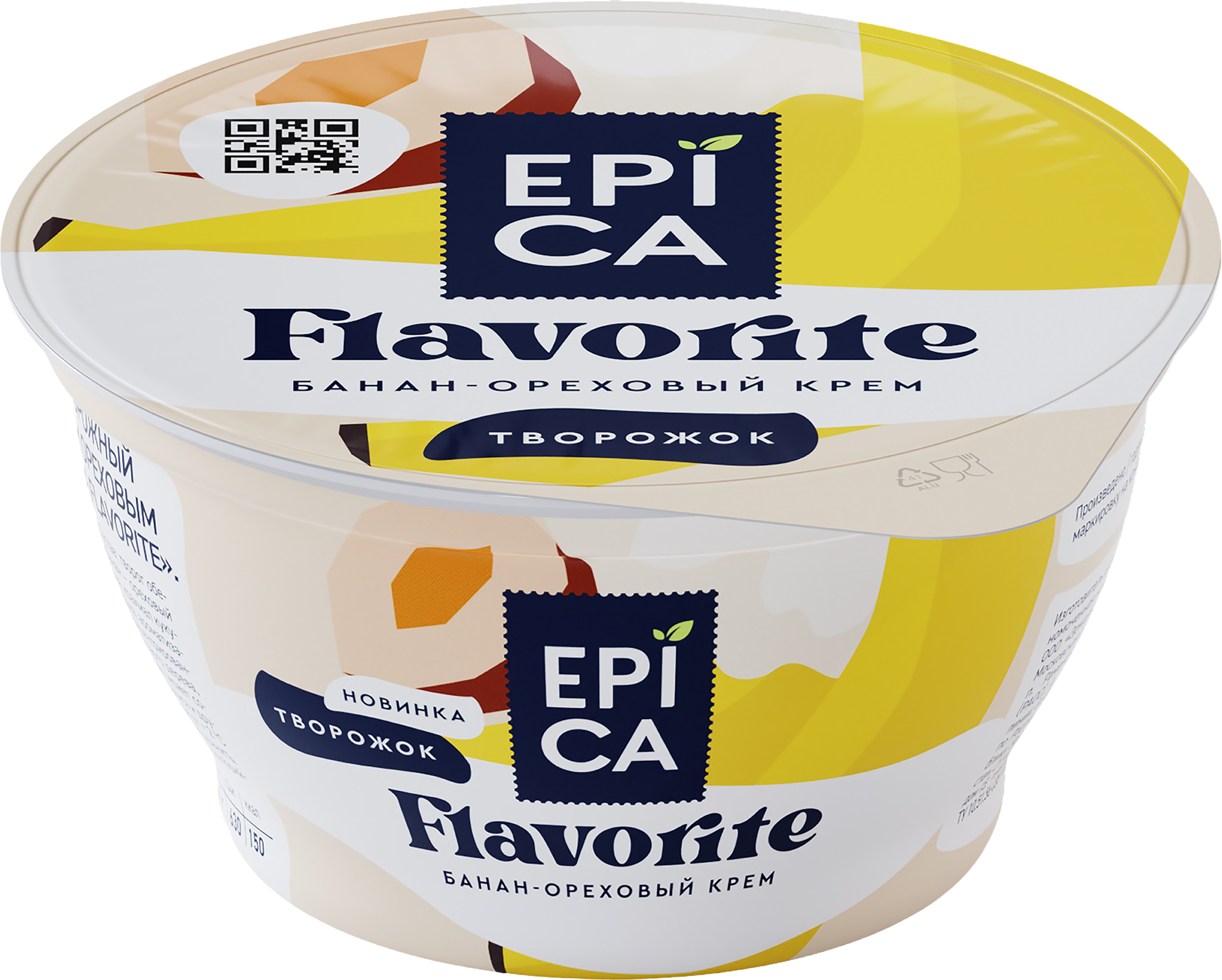 Изображение товара Творожный десерт EPICA Flavorite Банан и ореховый крем 130г