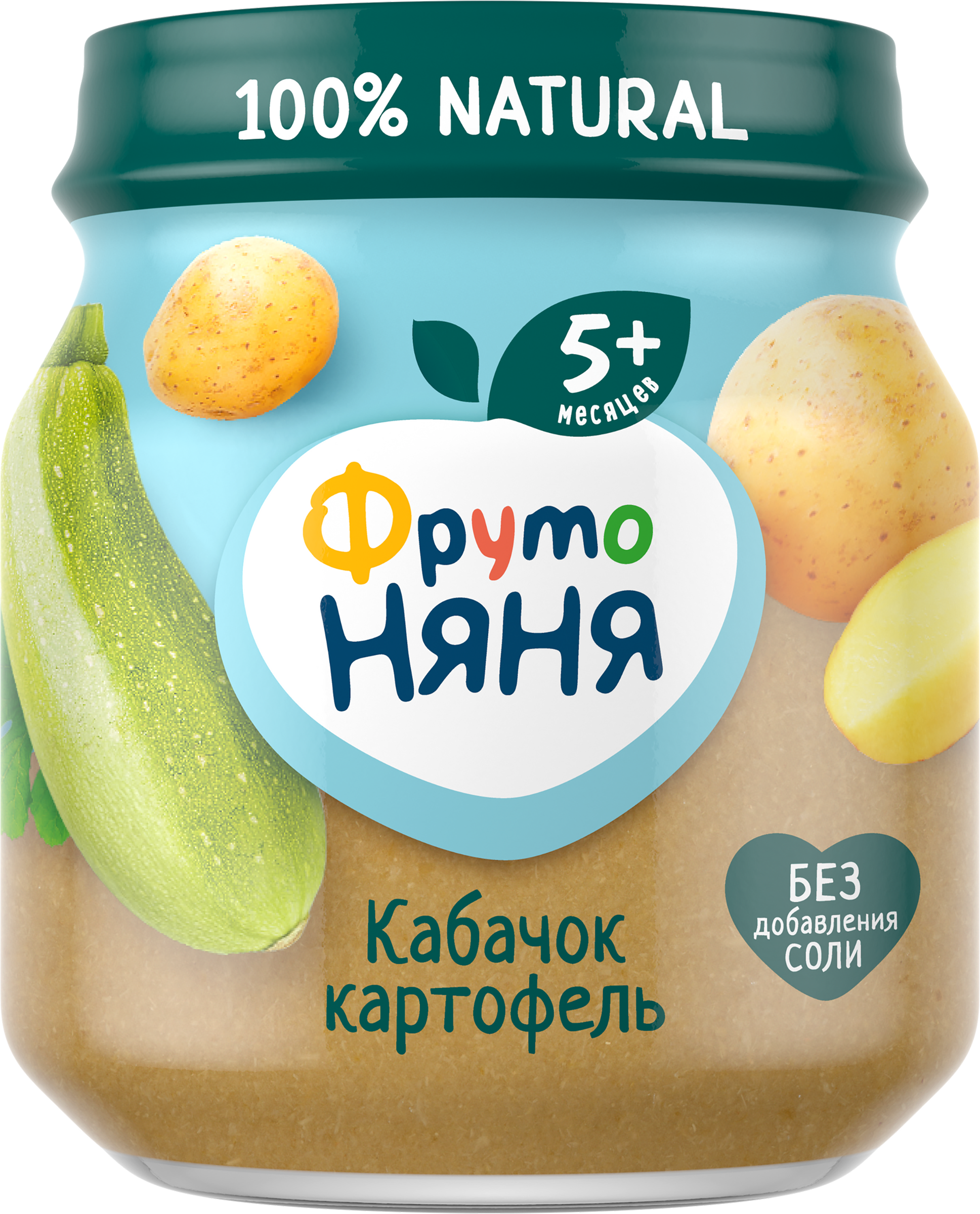 Изображение товара Пюре овощное ФРУТОНЯНЯ Кабачок и картофель 110 г для малышей с 5 месяцев