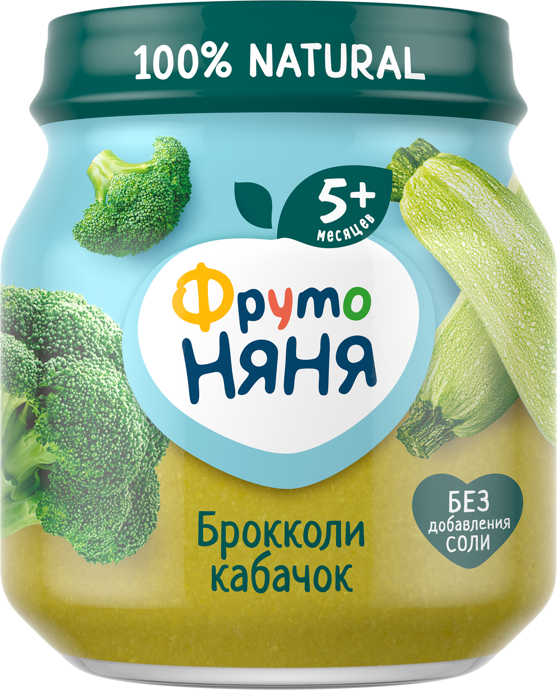 Изображение товара Пюре овощное ФРУТОНЯНЯ из брокколи и кабачков 110г для детей с 5 месяцев