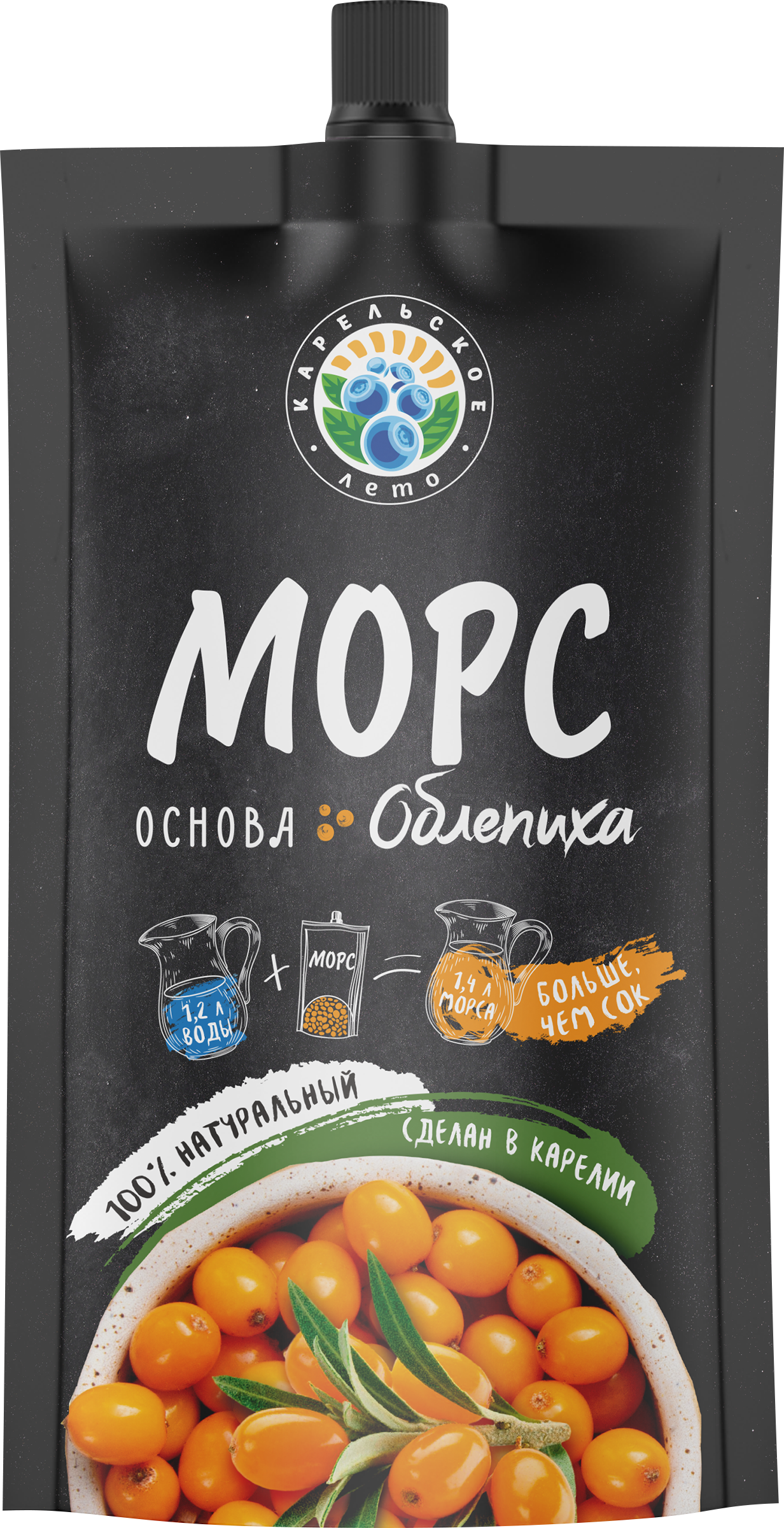 Изображение товара Основа для морса КАРЕЛЬСКОЕ ЛЕТО Облепиха, 0.2л с добавлением сахара