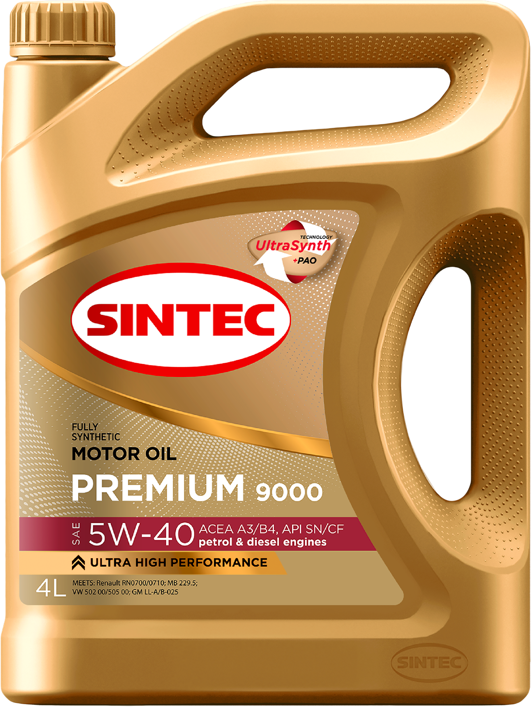 Изображение товара Масло моторное SINTEC Premium 9000 5W–40 A3/B4, 4л Изображение товара Масло моторное SINTEC Premium 9000 5W–40 A3/B4, 4л