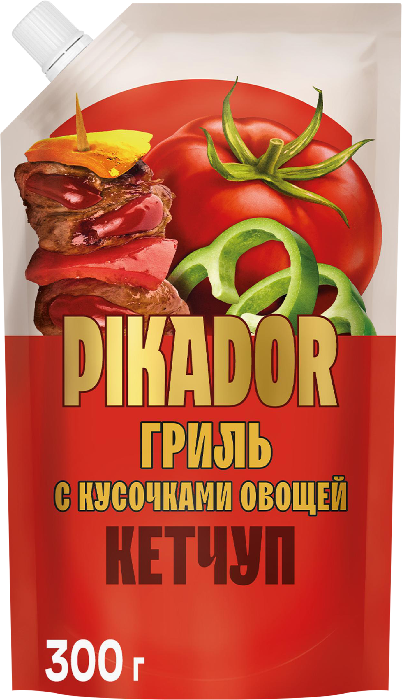 Изображение товара Кетчуп PIKADOR Гриль, с кусочками овощей, 300г Изображение товара Кетчуп PIKADOR Гриль, с кусочками овощей, 300г