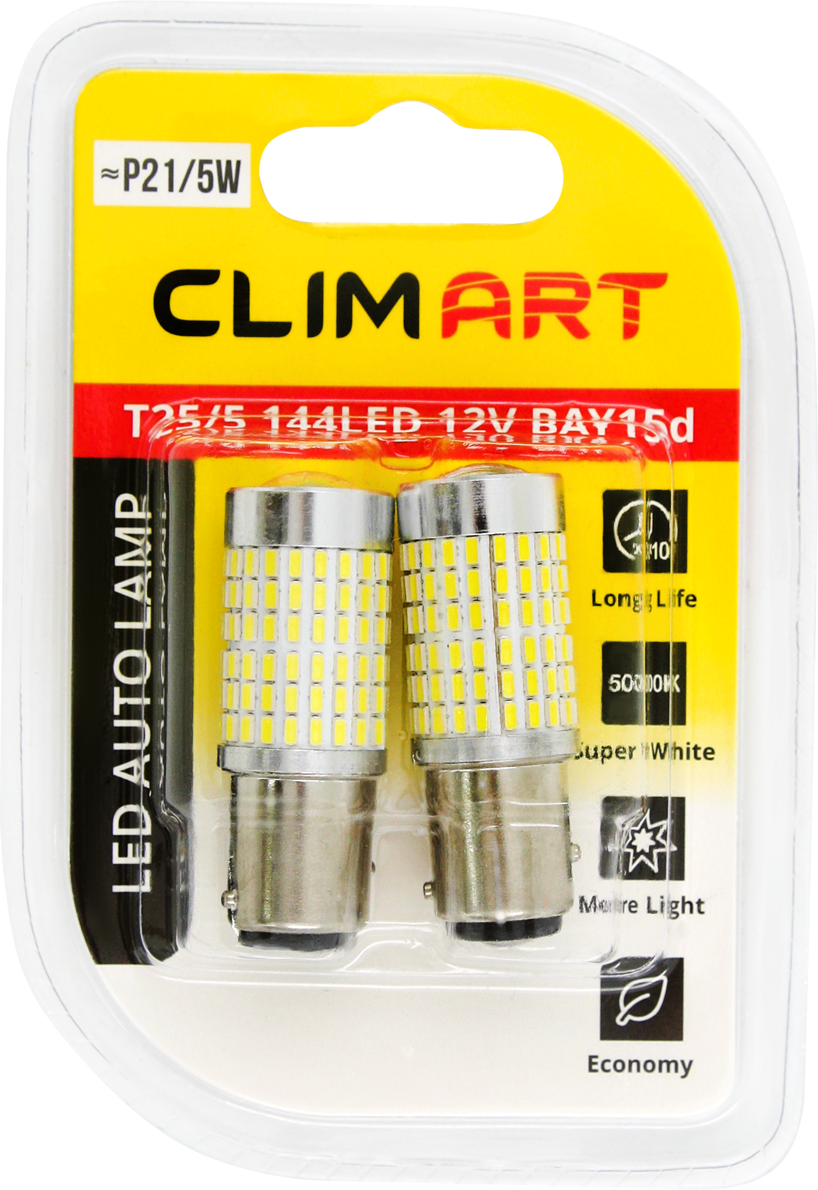 Изображение товара Светодиодные лампы CLIM ART T25/5 144LED 12V BAY15d, 2шт Изображение товара Светодиодные лампы CLIM ART T25/5 144LED 12V BAY15d, 2шт