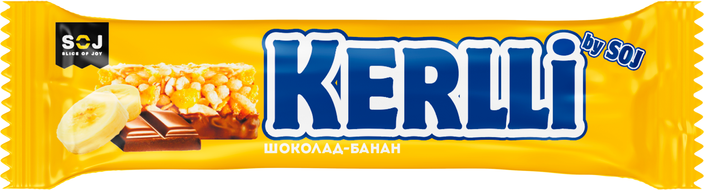 Изображение товара Батончик злаковый SOJ Kerlli с бананом, в молочном шоколаде, 50г