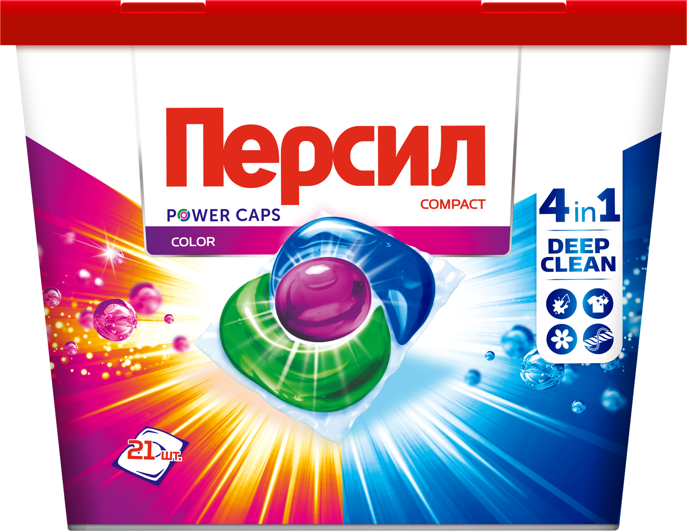 Изображение товара Капсулы для стирки ПЕРСИЛ Power 4в1 Колор, 21шт Изображение товара Капсулы для стирки ПЕРСИЛ Power 4в1 Колор, 21шт