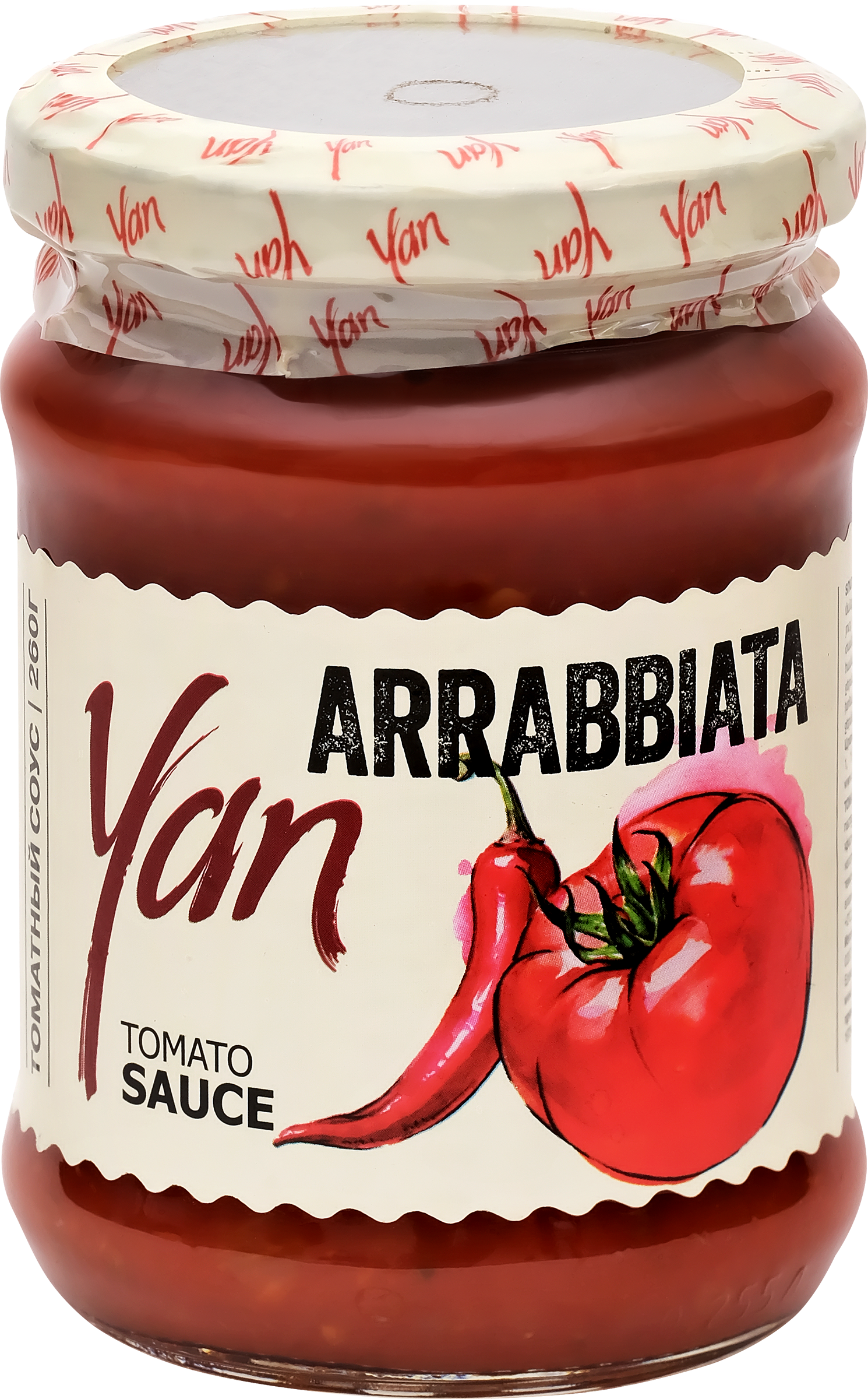 Изображение товара Соус томатный YAN Arrabbiata 260г - острый итальянский соус Изображение товара Соус томатный YAN Arrabbiata 260г - острый итальянский соус