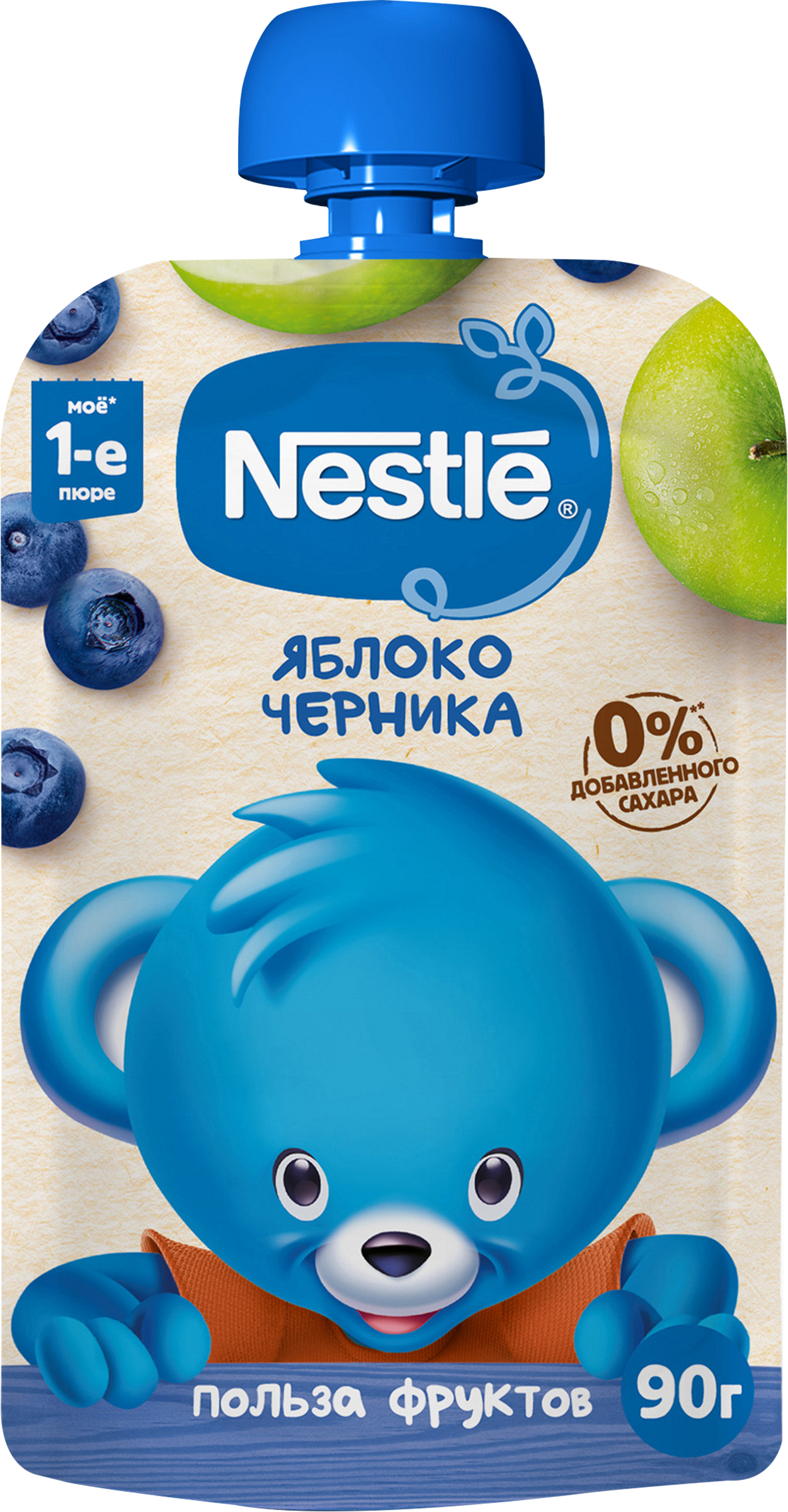 Изображение товара Пюре фруктово-ягодное NESTLE Яблоко и черника, с 5 месяцев, 90г Изображение товара Пюре фруктово-ягодное NESTLE Яблоко и черника, с 5 месяцев, 90г