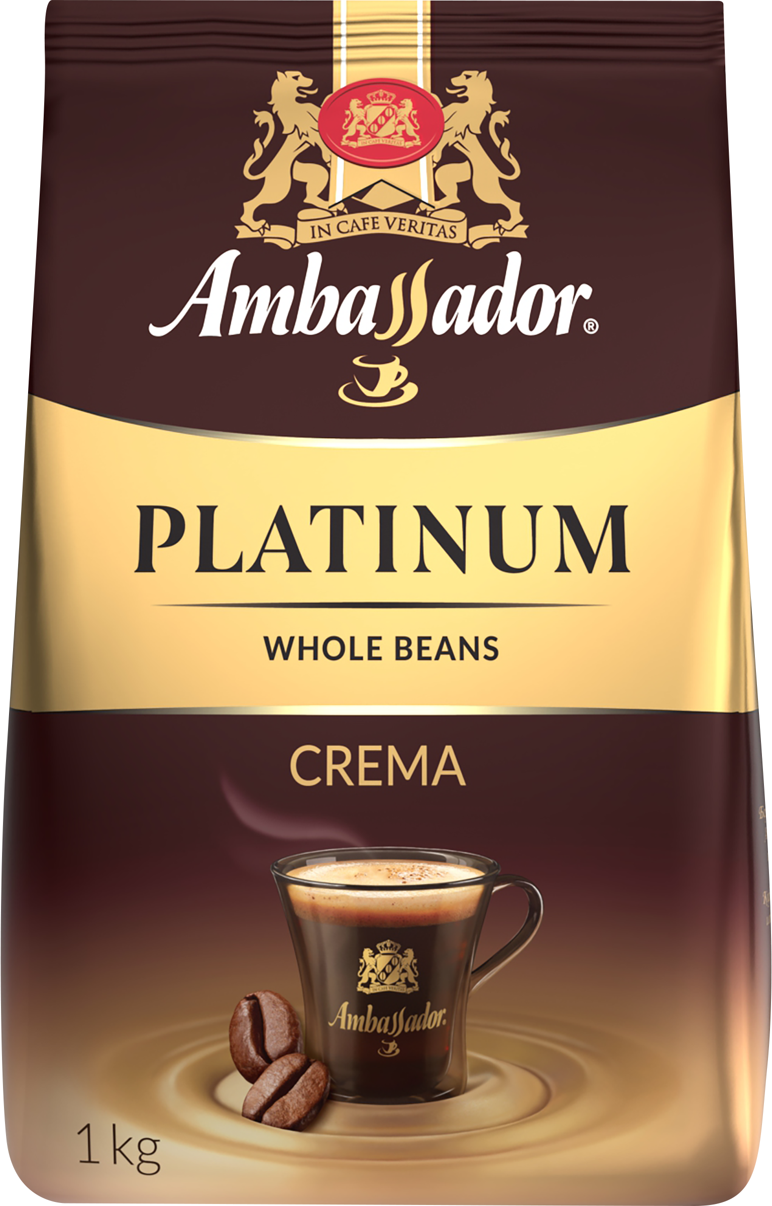 Изображение товара Кофе зерновой AMBASSADOR Platinum Crema натуральный жареный, 1кг Изображение товара Кофе зерновой AMBASSADOR Platinum Crema натуральный жареный, 1кг