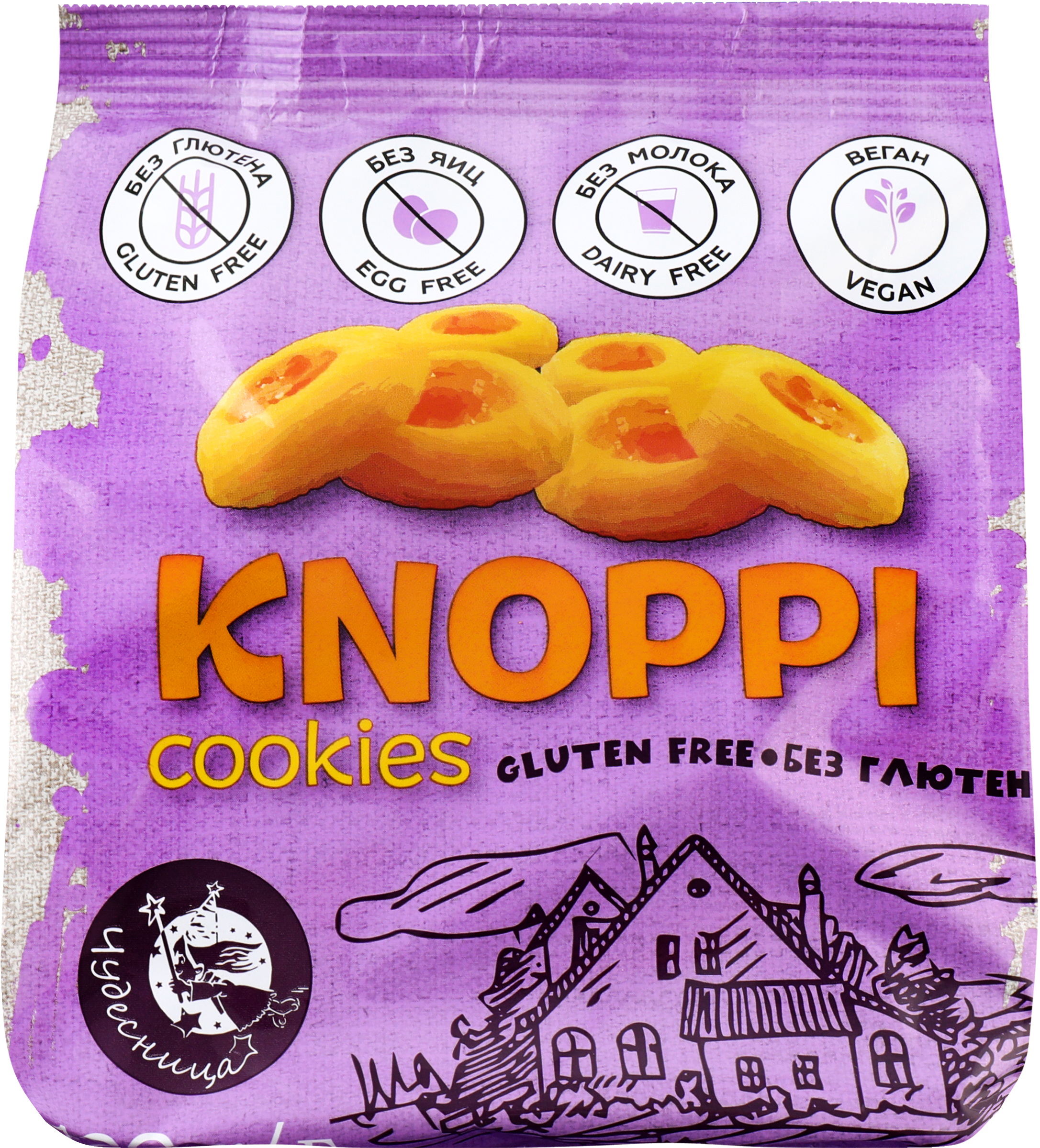 Изображение товара Безглютеновое печенье ЧУДЕСНИЦА Knoppi с яблочным джемом, 120г Изображение товара Безглютеновое печенье ЧУДЕСНИЦА Knoppi с яблочным джемом, 120г