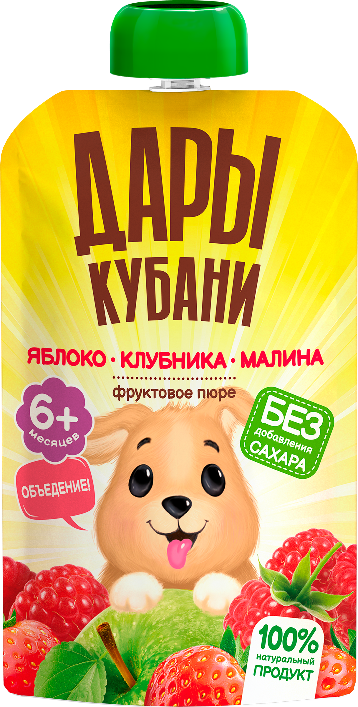 Изображение товара Пюре фруктово-ягодное Яблоко клубника малина для детей 90г ДАРЫ КУБАНИ Изображение товара Пюре фруктово-ягодное Яблоко клубника малина для детей 90г ДАРЫ КУБАНИ