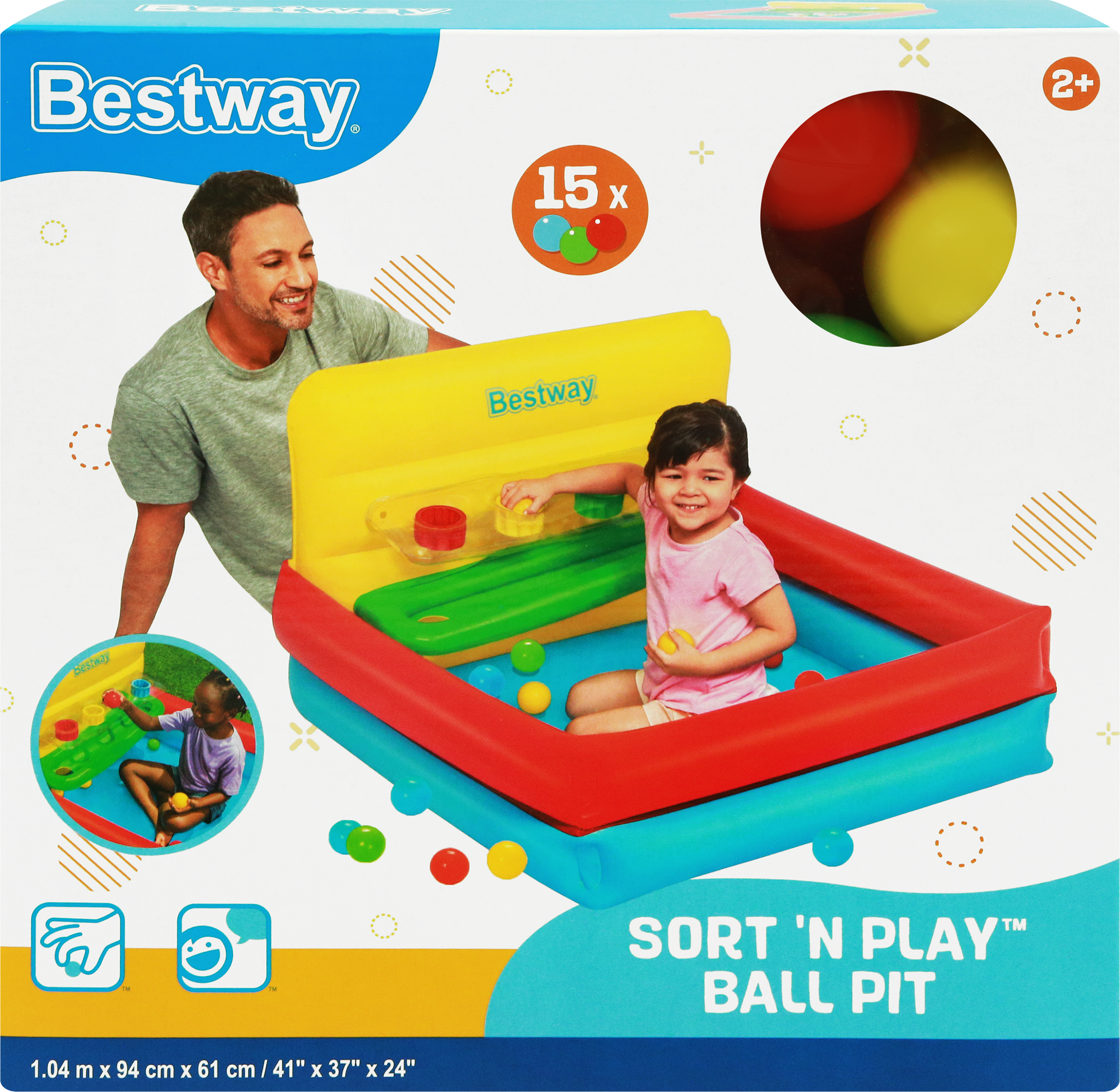 Изображение товара Бассейн BESTWAY 104x94x61см, надувной, 2+ года Изображение товара Бассейн BESTWAY 104x94x61см, надувной, 2+ года