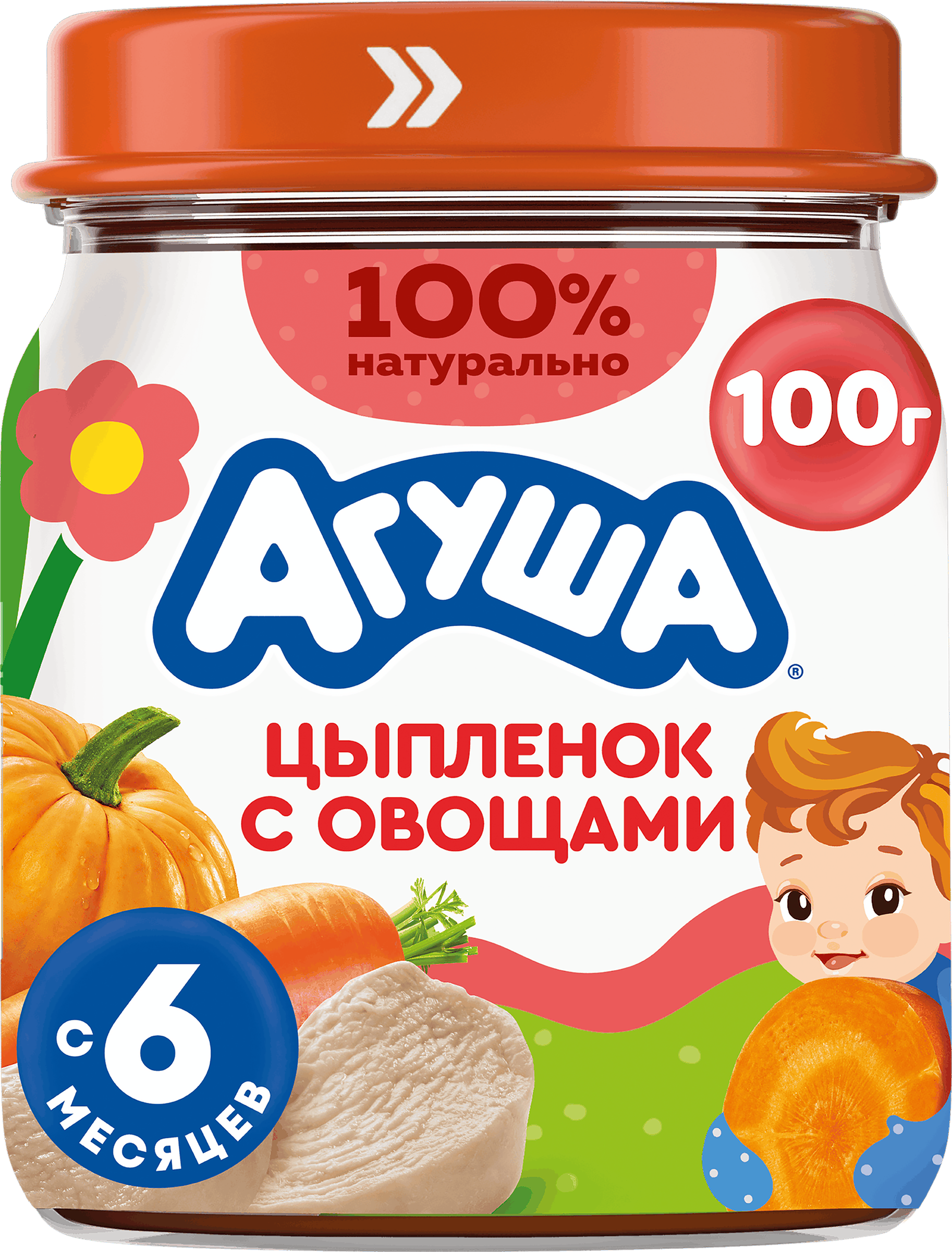 Изображение товара Детское мясное пюре Цыпленок с овощами АГУША 100г для малышей с 6 месяцев