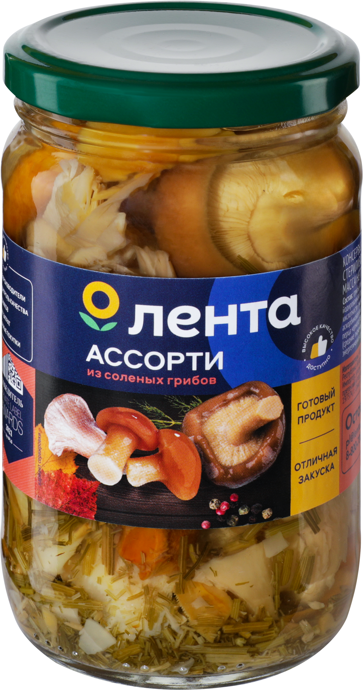 Изображение товара Ассорти из соленых грибов ЛЕНТА, 350мл - вкусная закуска и украшение стола
