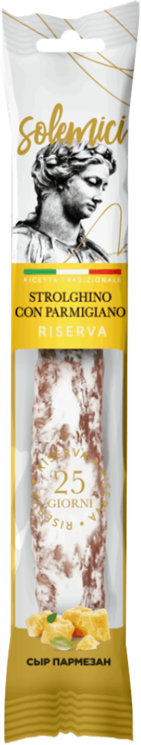 Изображение товара Колбаса сыровяленая SOLEMICI Strolghino con Parmigiano, 110г Изображение товара Колбаса сыровяленая SOLEMICI Strolghino con Parmigiano, 110г