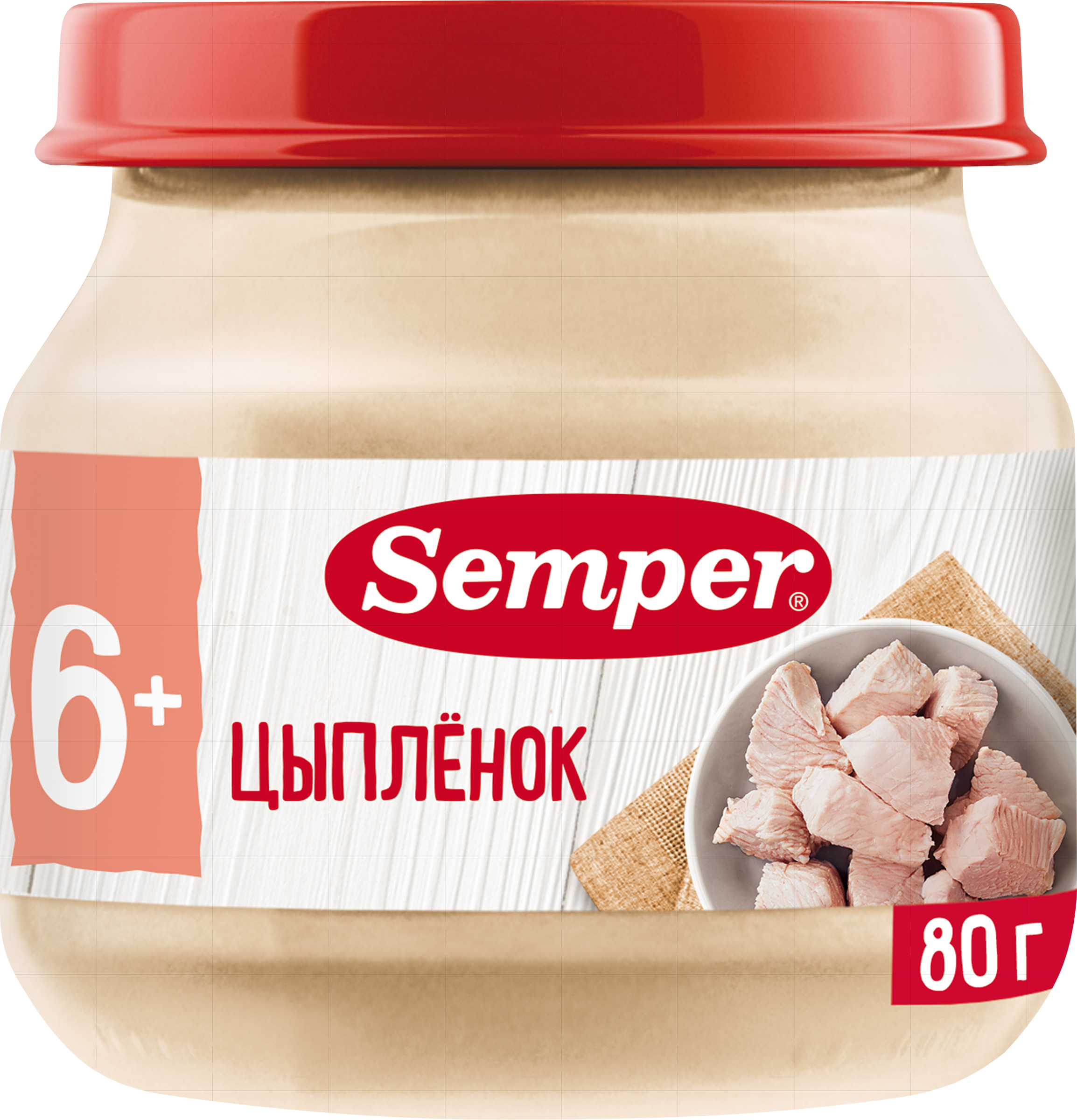 Изображение товара Пюре мясное SEMPER Цыпленок 80г для малышей с 6 месяцев натуральное питание