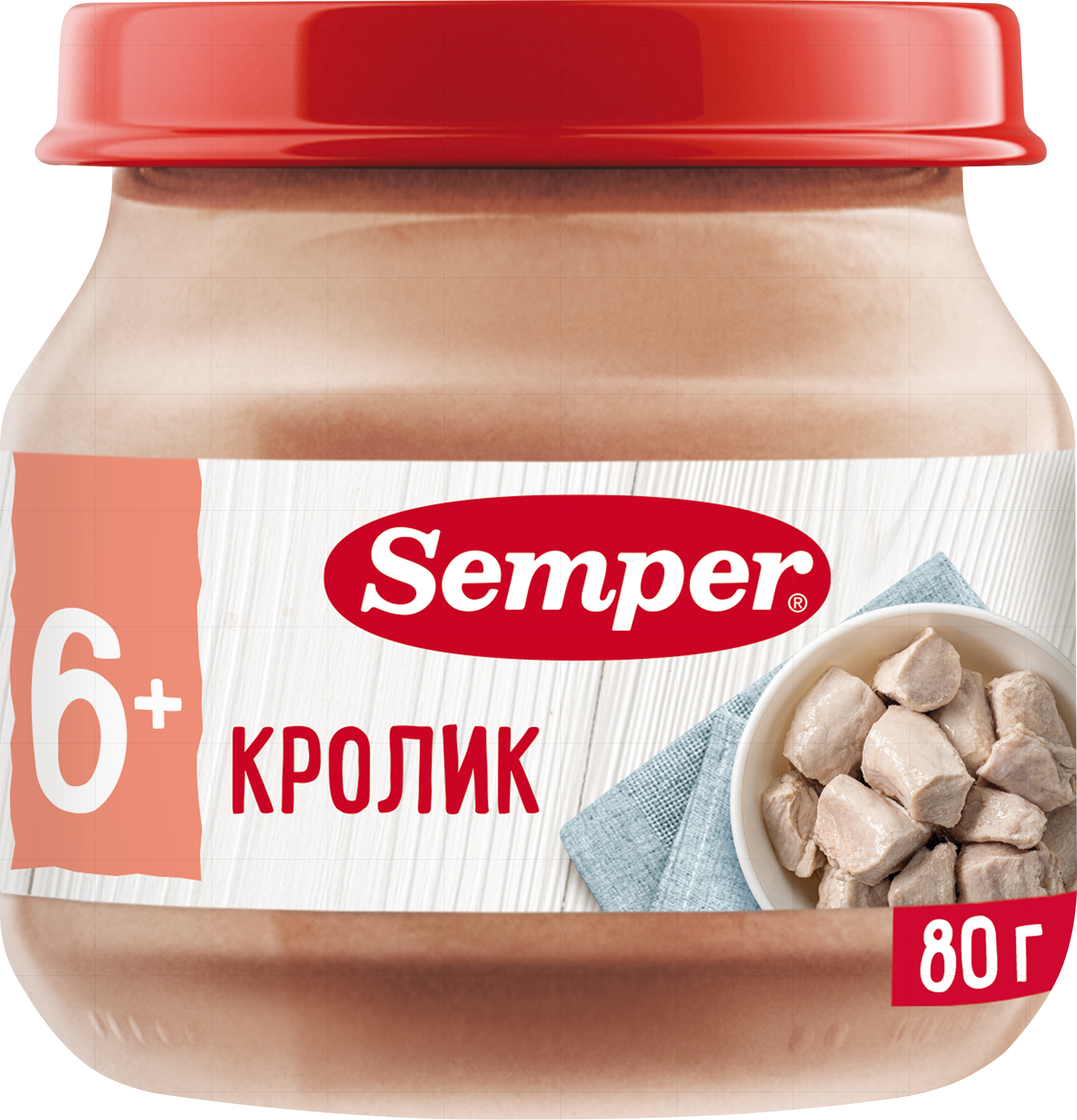 Изображение товара Пюре мясное SEMPER Кролик 80 г для детей с 6 месяцев натуральное диетическое