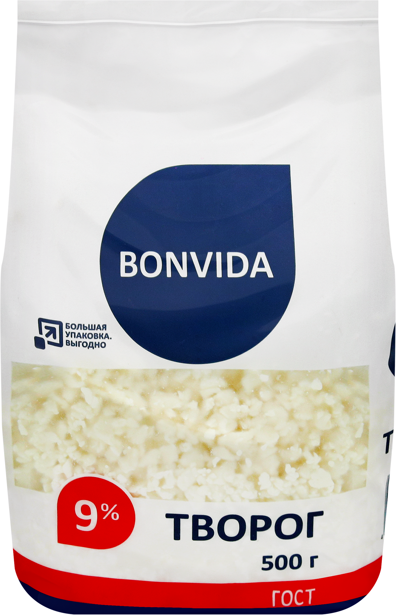 Изображение товара Творог рассыпчатый BONVIDA 9% без змж, 500г натуральный и полезный