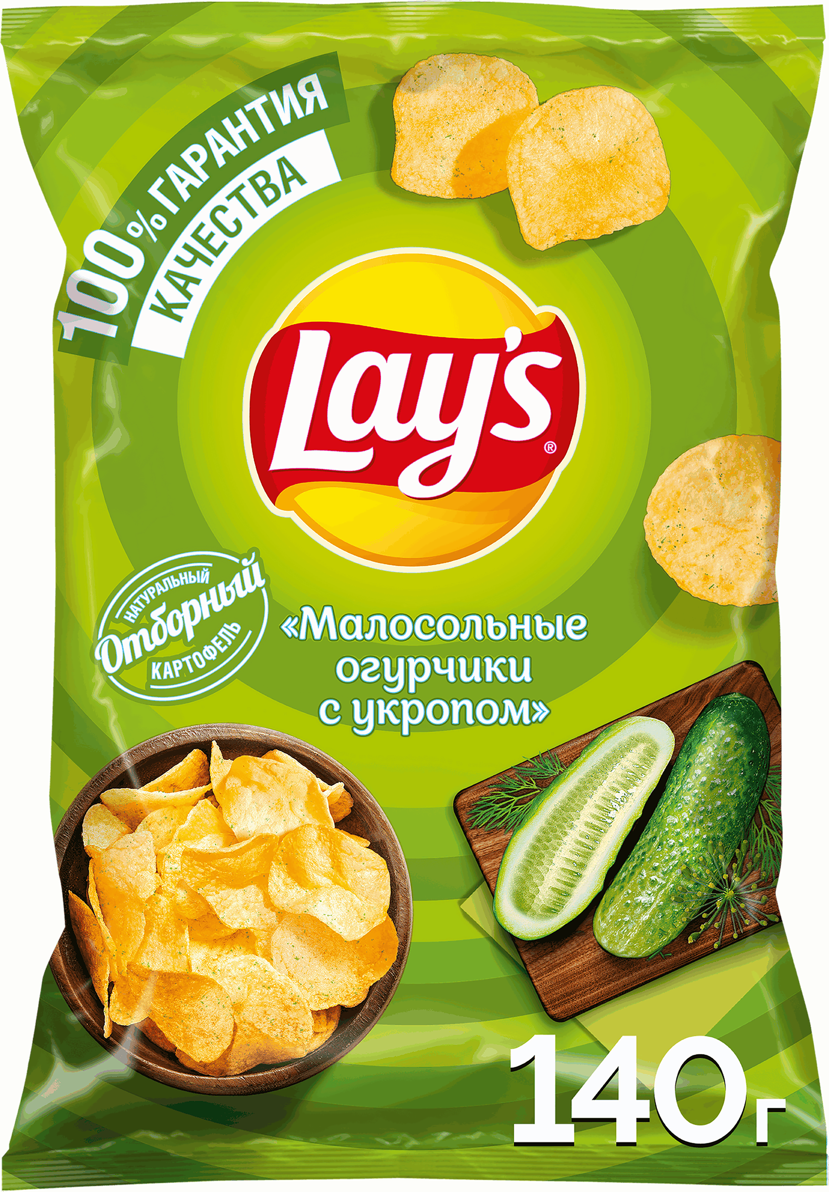 Изображение товара Картофельные чипсы LAY'S Малосольные огурчики с укропом 140г