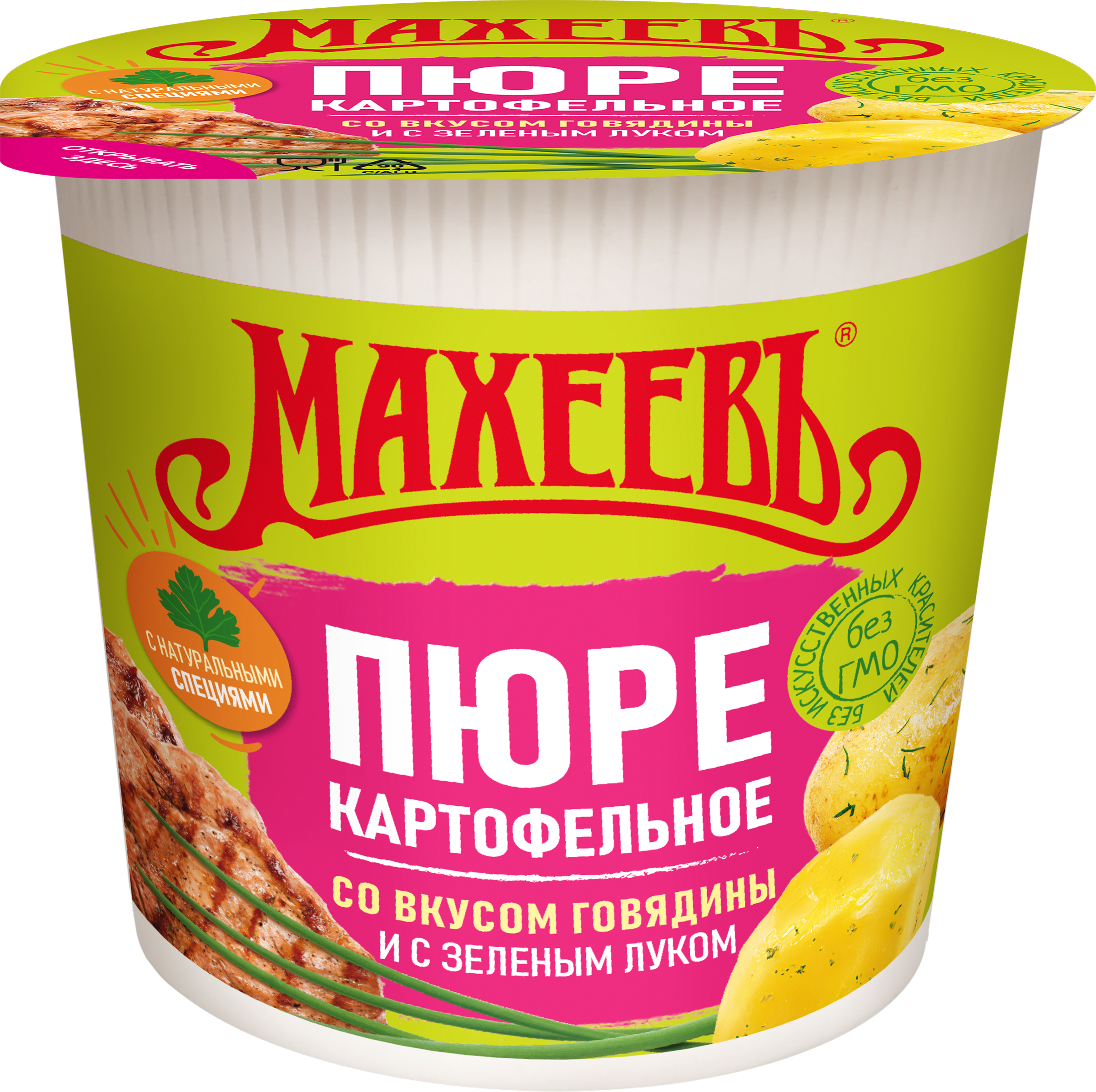 Изображение товара Пюре картофельное МАХЕЕВЪ с говядиной и луком 40г Изображение товара Пюре картофельное МАХЕЕВЪ с говядиной и луком 40г