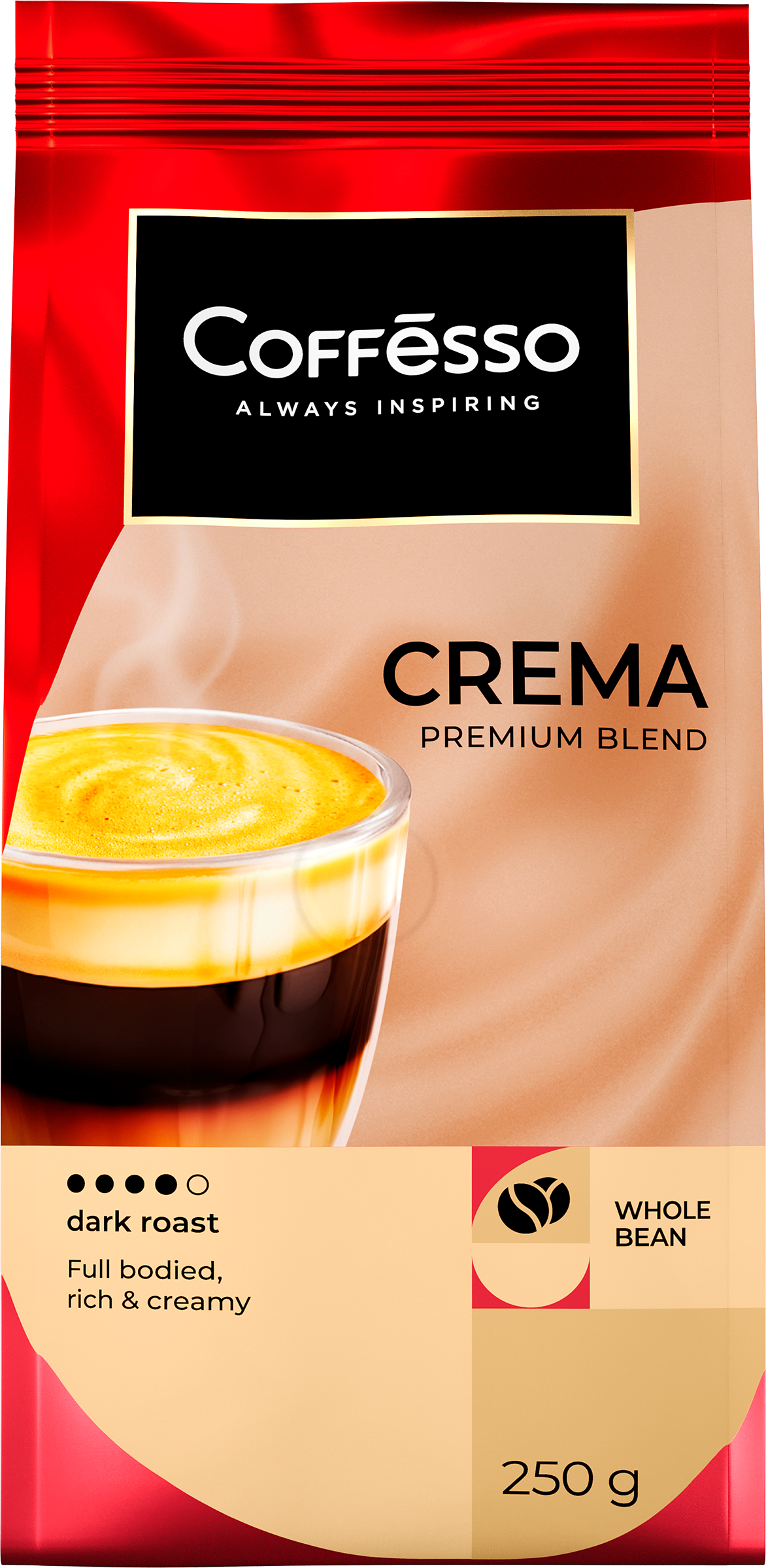 Изображение товара Кофе зерновой COFFESSO Crema жареный 250г - насыщенный аромат и мягкий вкус Изображение товара Кофе зерновой COFFESSO Crema жареный 250г - насыщенный аромат и мягкий вкус