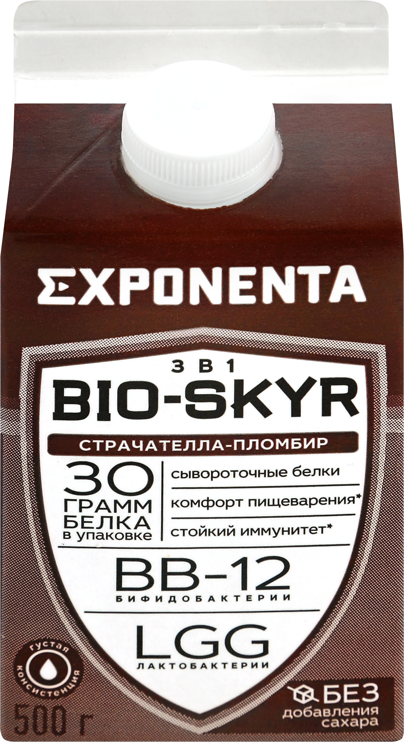 Изображение товара Напиток кисломолочный EXPONENTA Bio-Skyr Страчателла и Пломбир 500г без жира Изображение товара Напиток кисломолочный EXPONENTA Bio-Skyr Страчателла и Пломбир 500г без жира