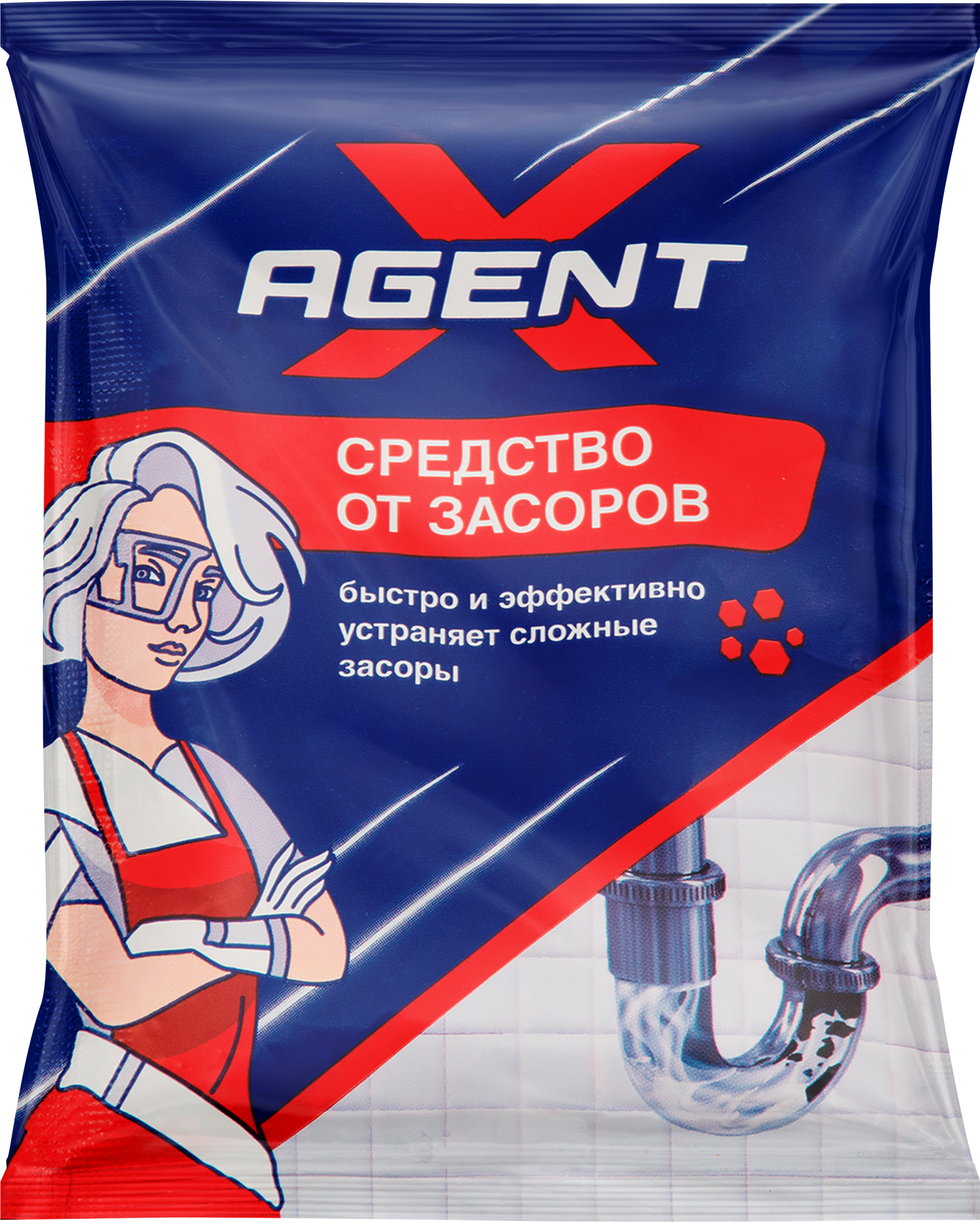 Изображение товара Средство от засоров AGENT X 70г для устранения засоров в трубах Изображение товара Средство от засоров AGENT X 70г для устранения засоров в трубах